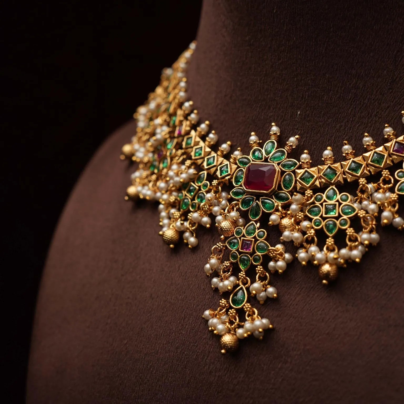 Falisha Guttupusulu Necklace - Green - Rimli Boutique