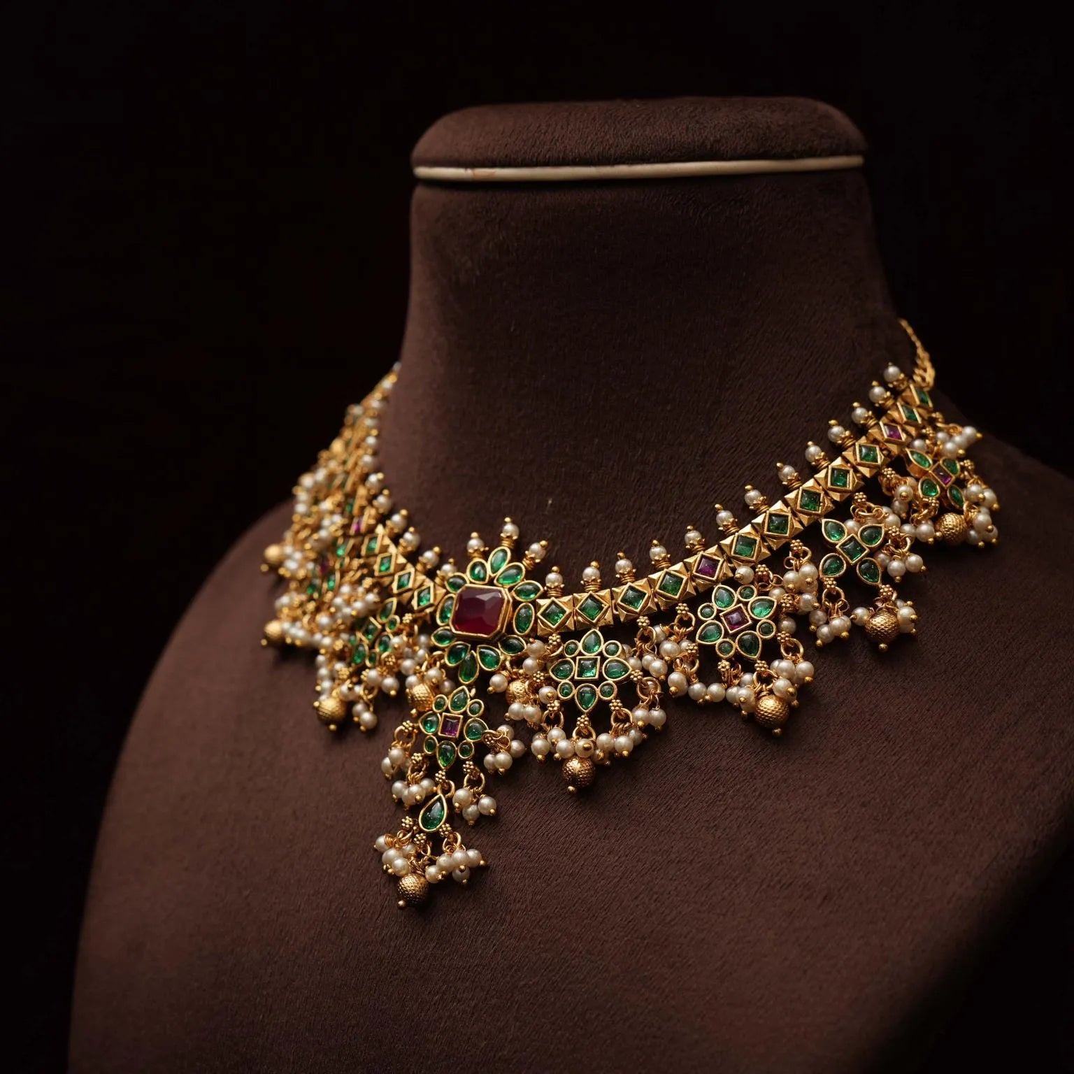 Falisha Guttupusulu Necklace - Green - Rimli Boutique
