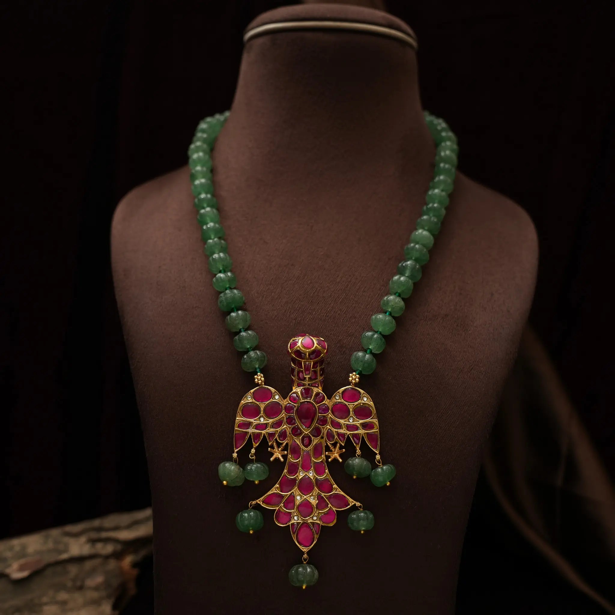 Fanisha Polki Beaded Necklace - Red