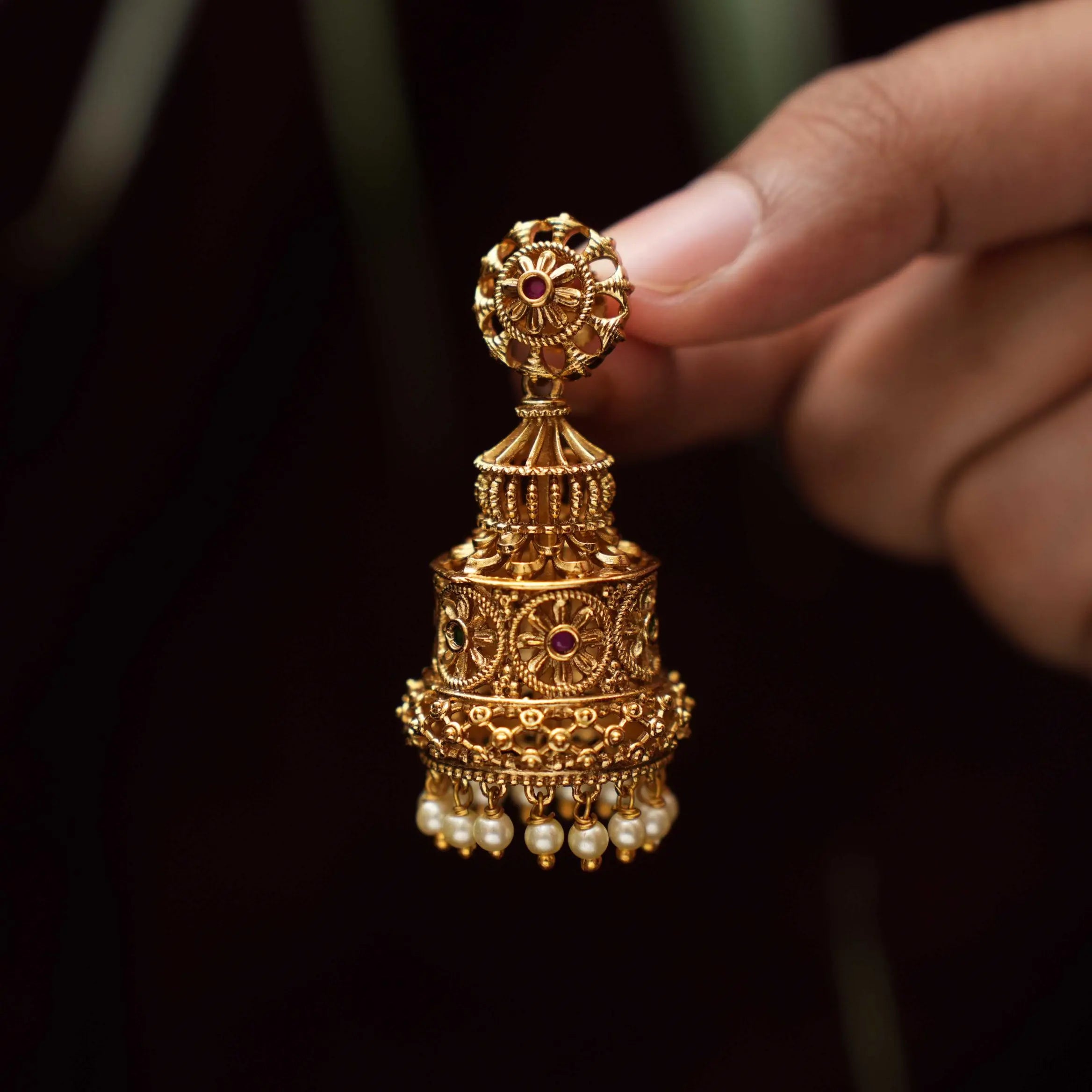 Farida Antique Jhumka Earrings
