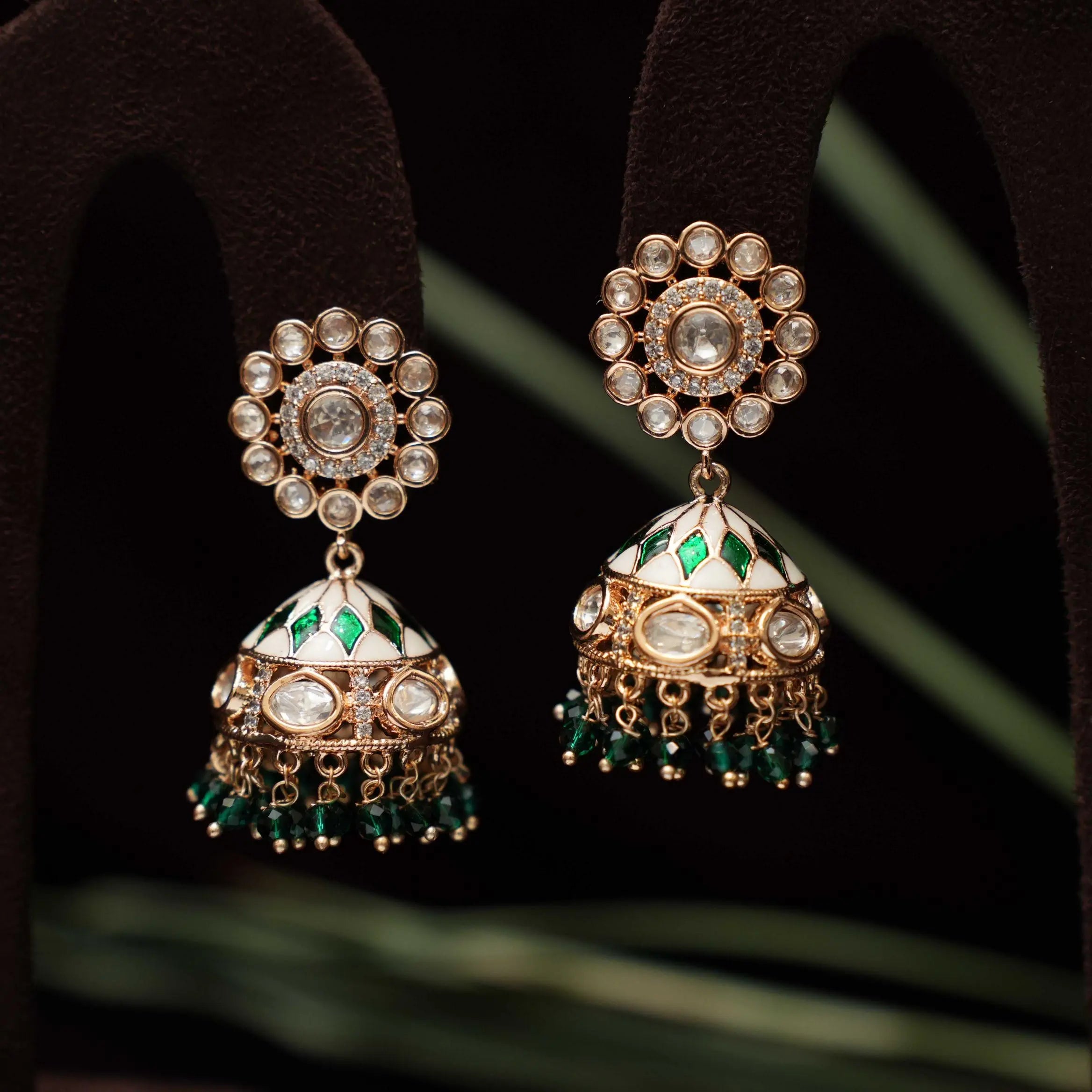 Fariha Polki Jhumka - Green