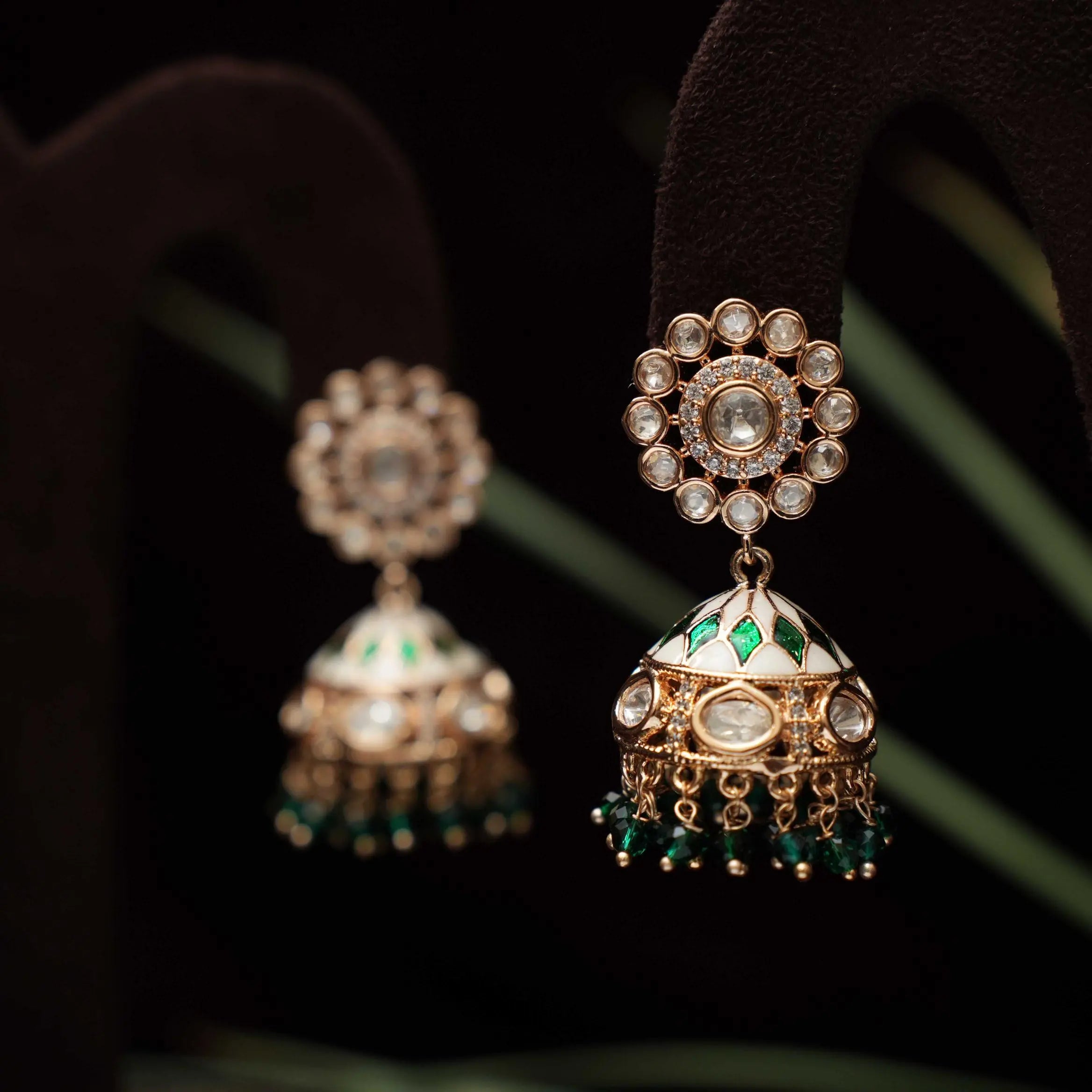 Fariha Polki Jhumka - Green
