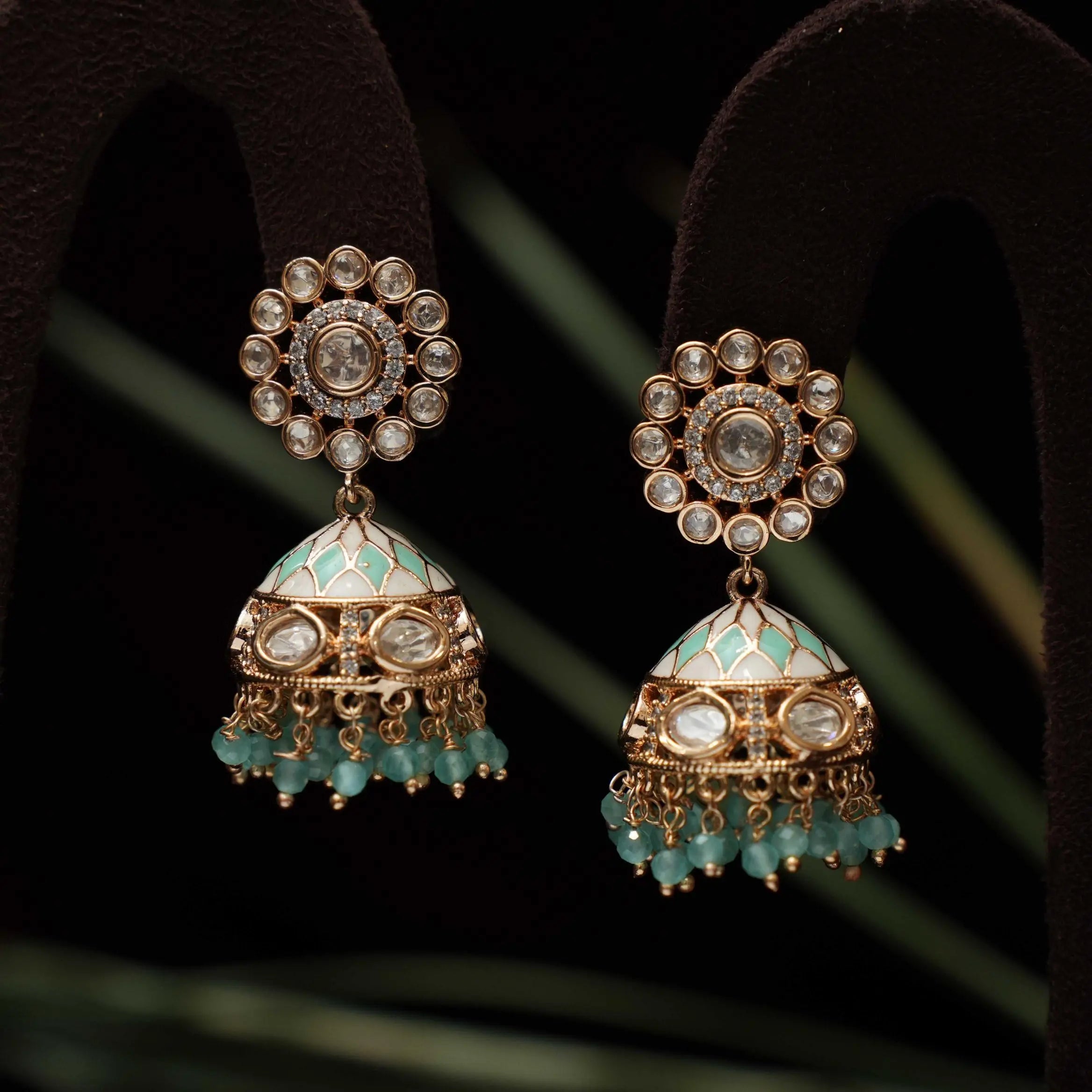 Fariha Polki Jhumka - Pastel Blue