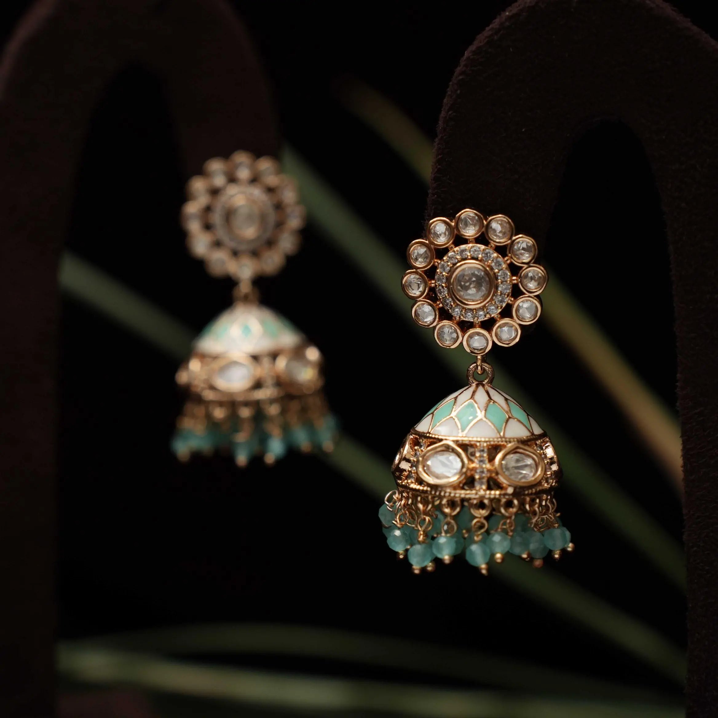 Fariha Polki Jhumka - Pastel Blue