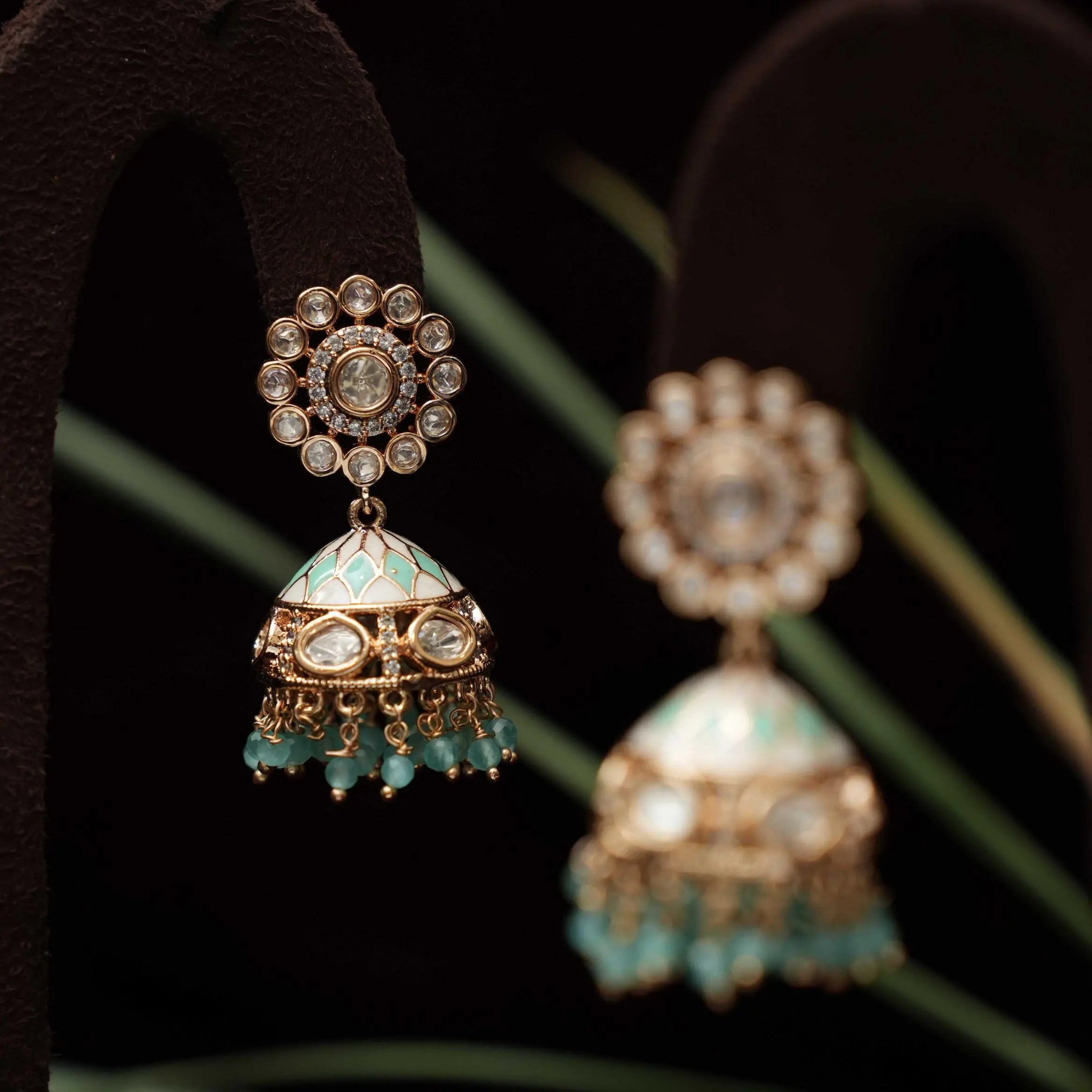 Fariha Polki Jhumka - Pastel Blue