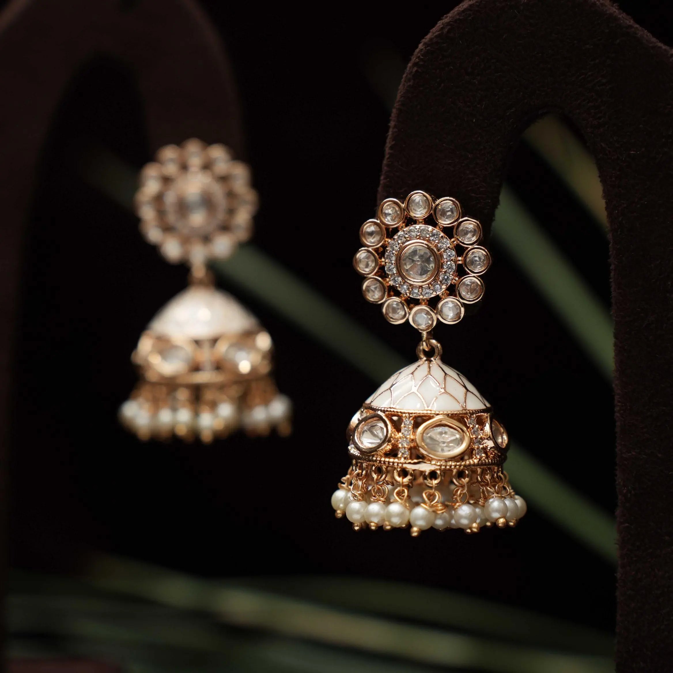 Fariha Polki Jhumka - White