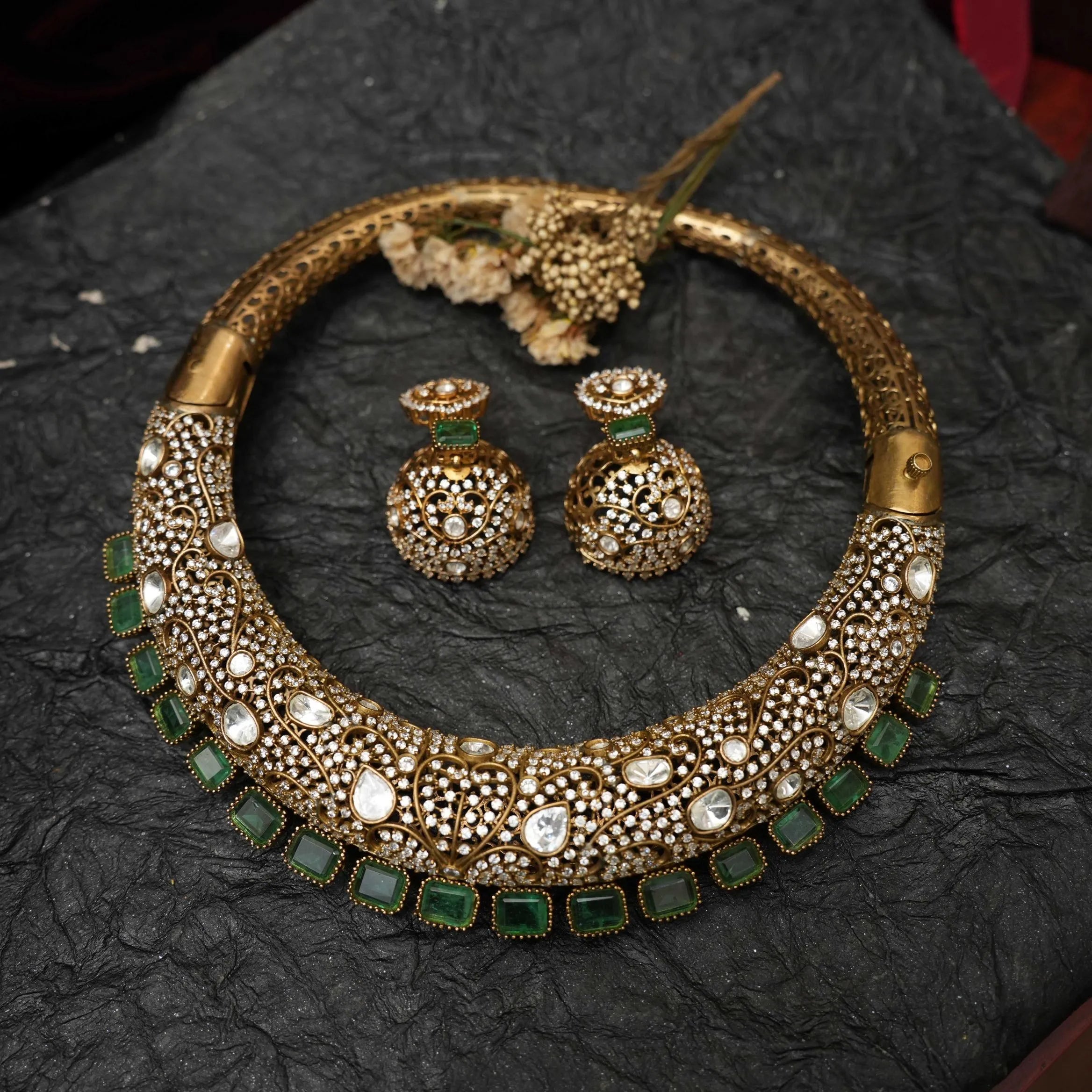 Farzana Victorian Polki Hasli Necklace