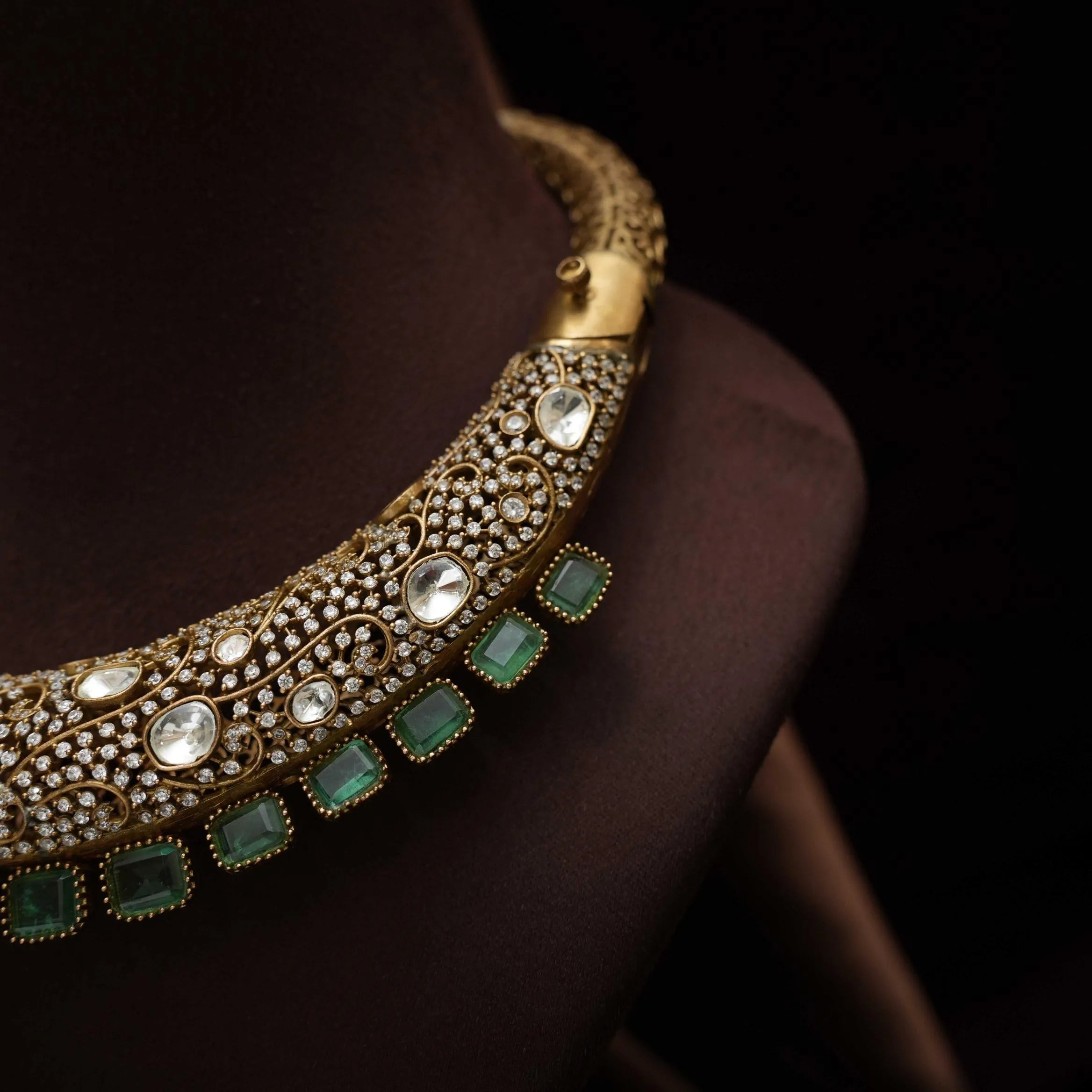 Farzana Victorian Polki Hasli Necklace