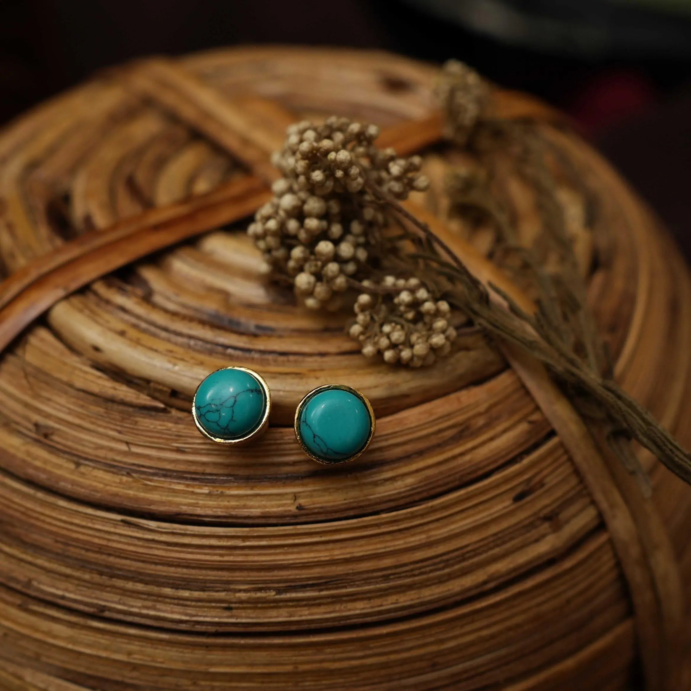 Fiona Antique Ear Stud - Turquoise