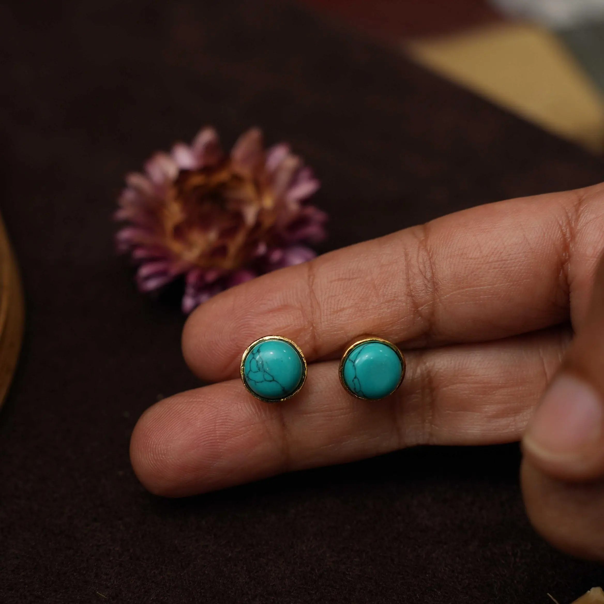 Fiona Antique Ear Stud - Turquoise