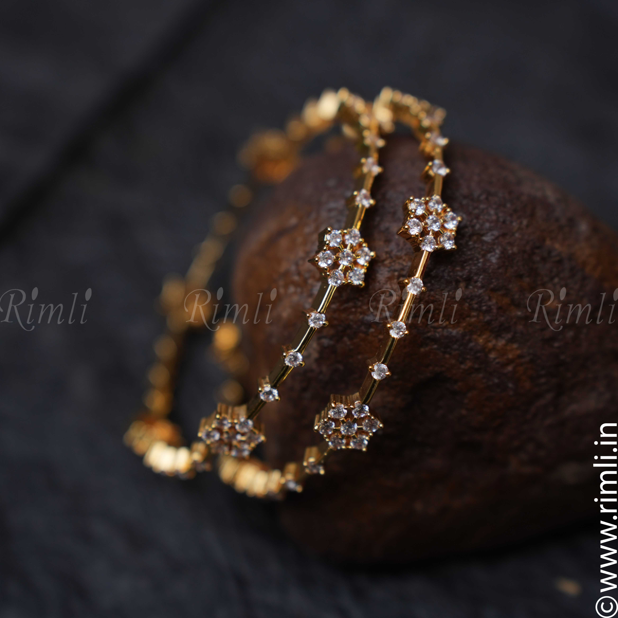 Floral White Stone Bangles