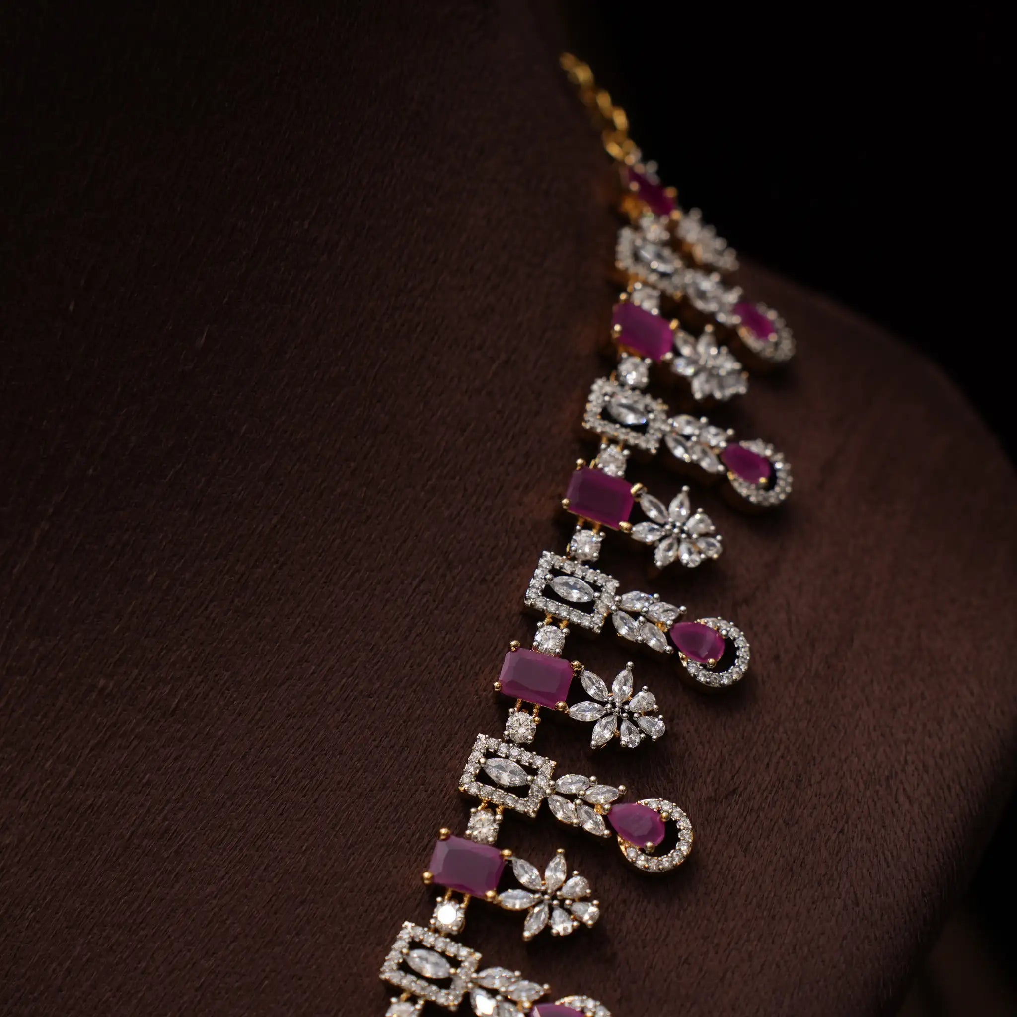 Furkan Zircon Necklace - Ruby Red