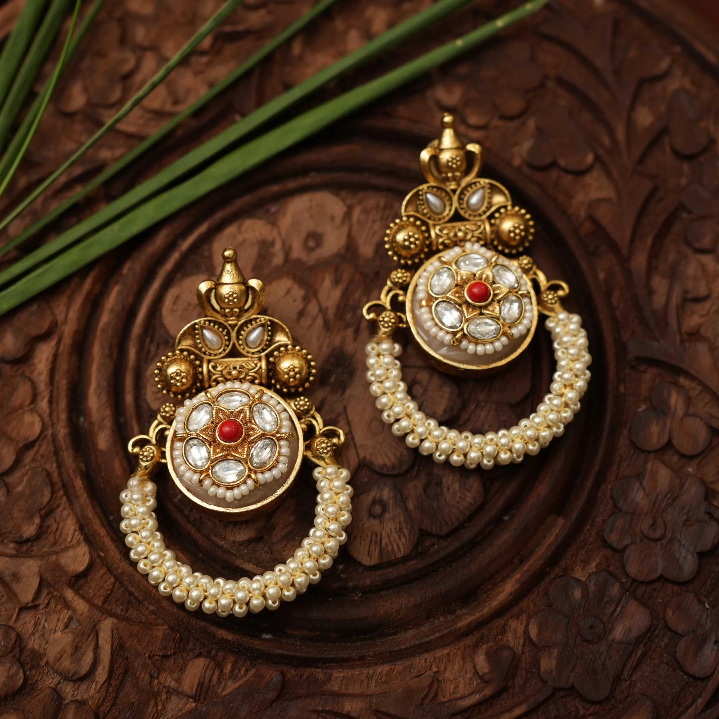 Gahana Antique Earrings - Coral