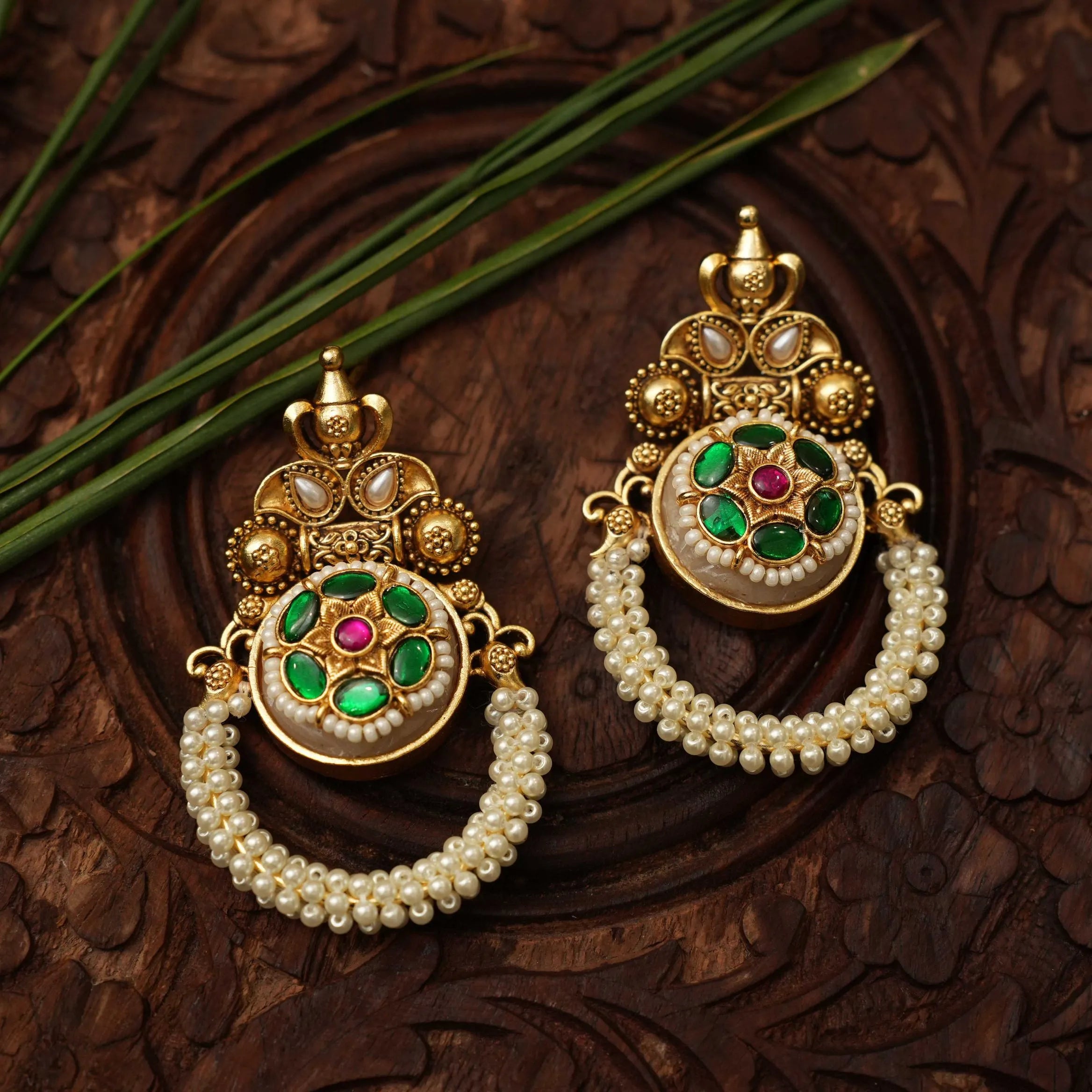 Gahana Antique Earrings - Green