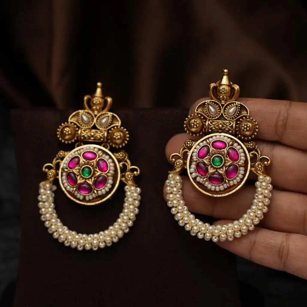 Gahana Antique Earrings - Red