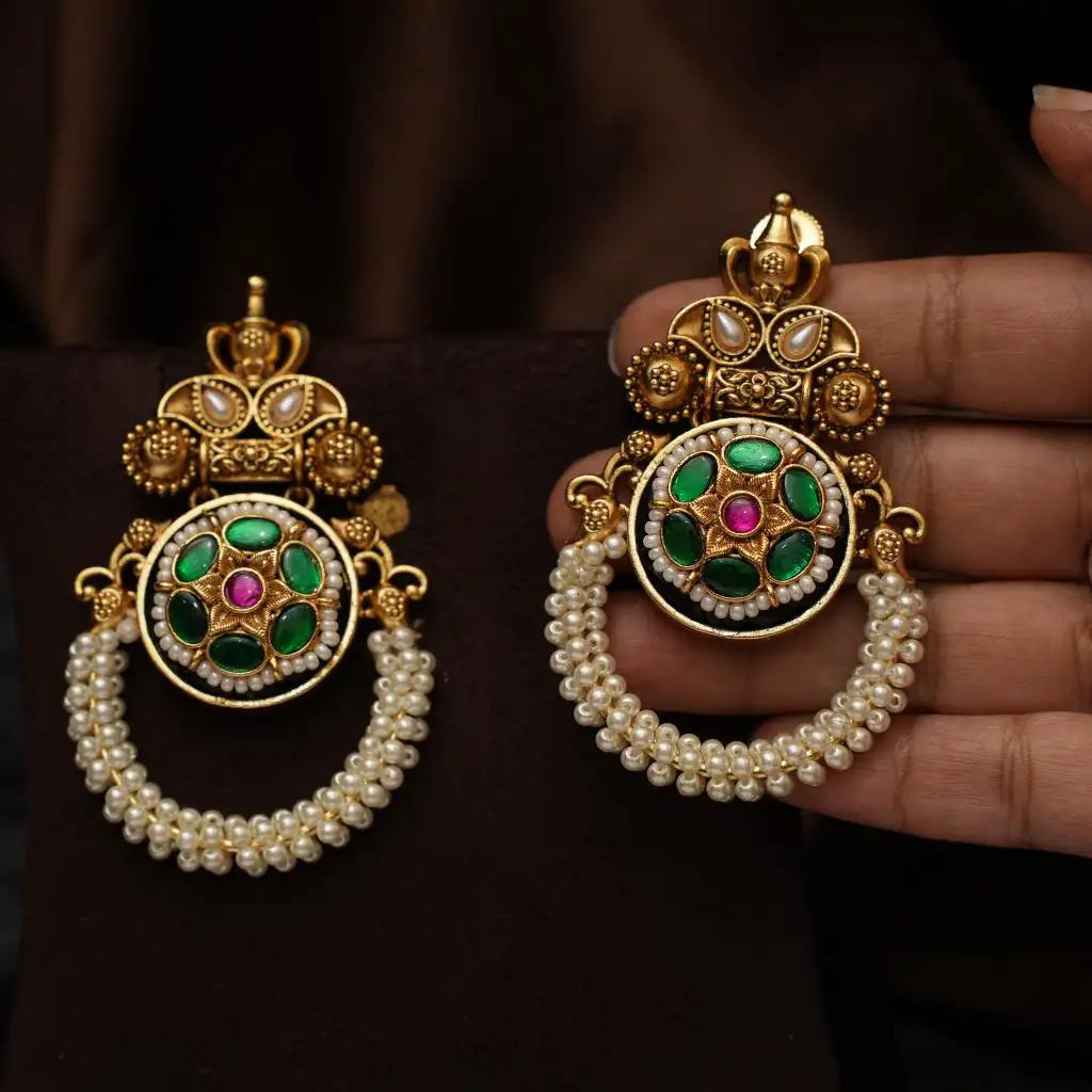 Gahana Antique Earrings - Green