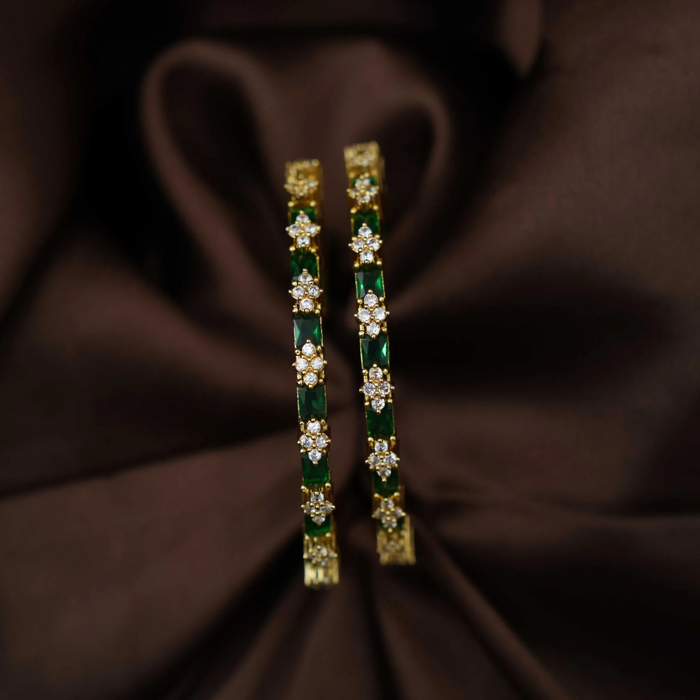 Ganika Zircon Bangles - Green