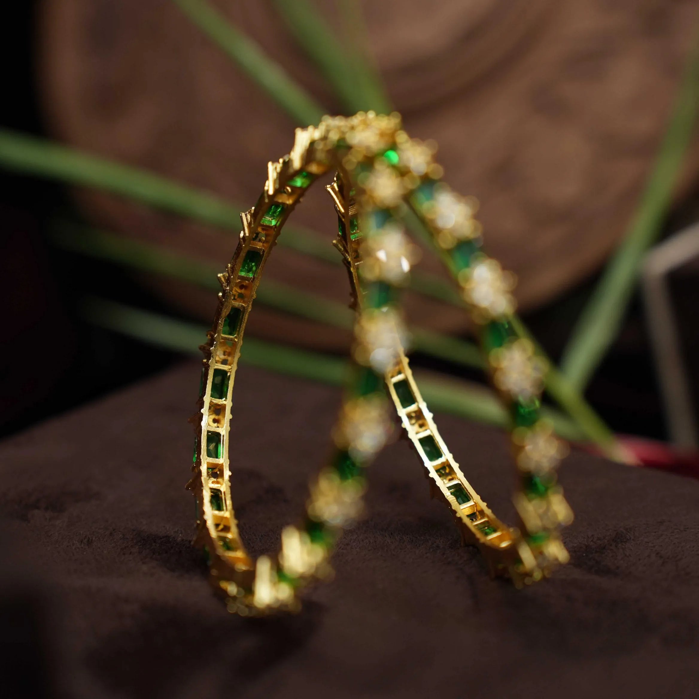 Ganika Zircon Bangles - Green