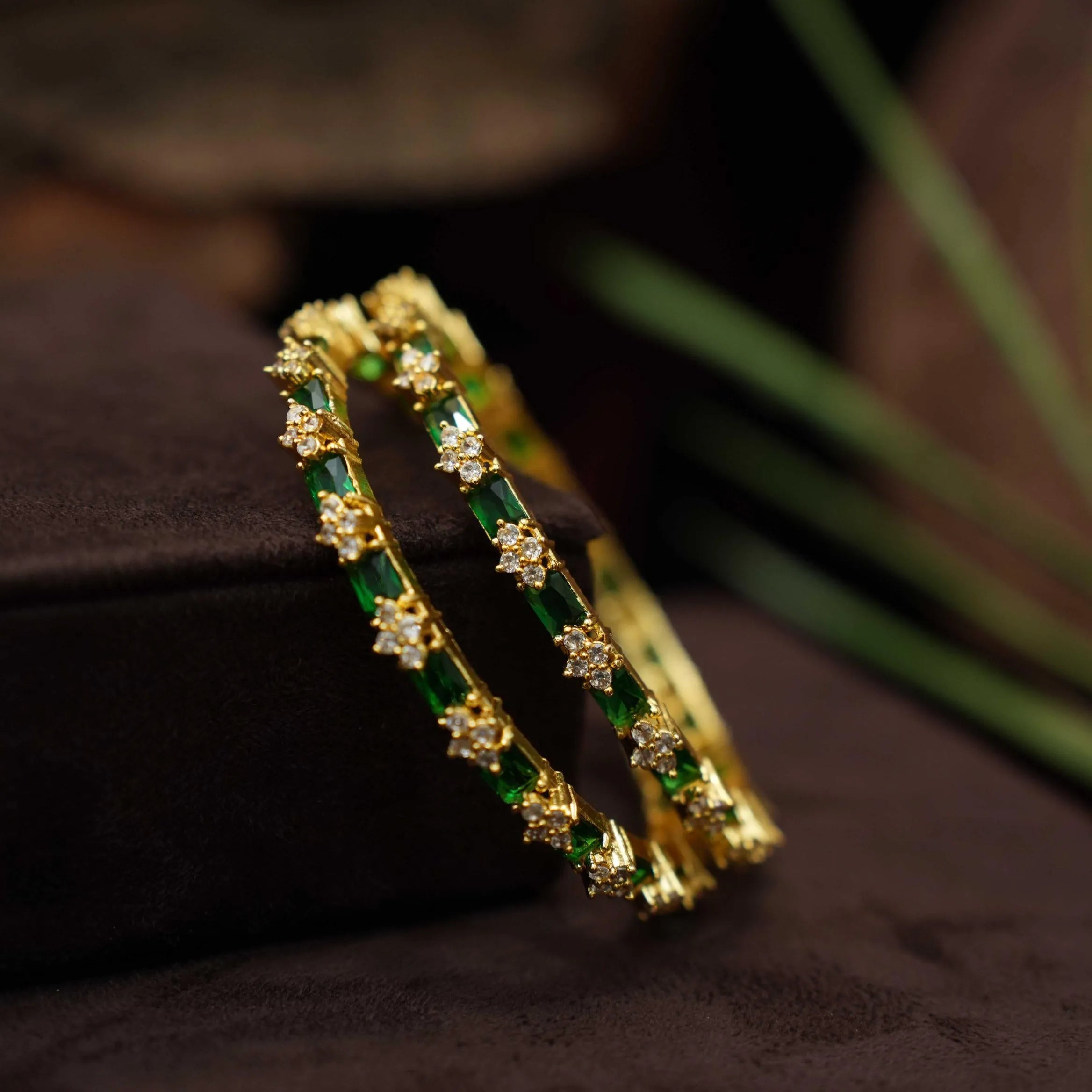 Ganika Zircon Bangles - Green