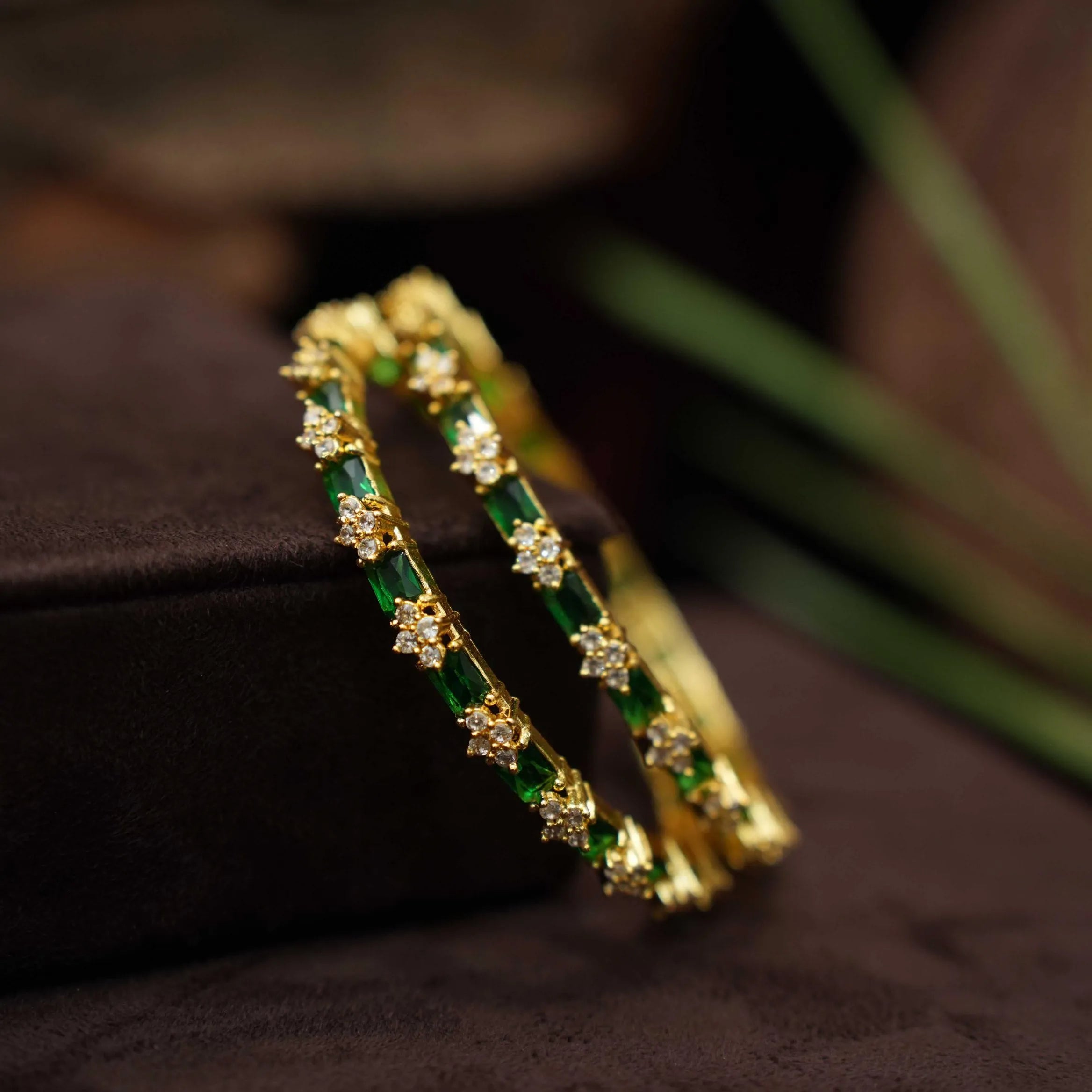 Ganika Zircon Bangles - Green