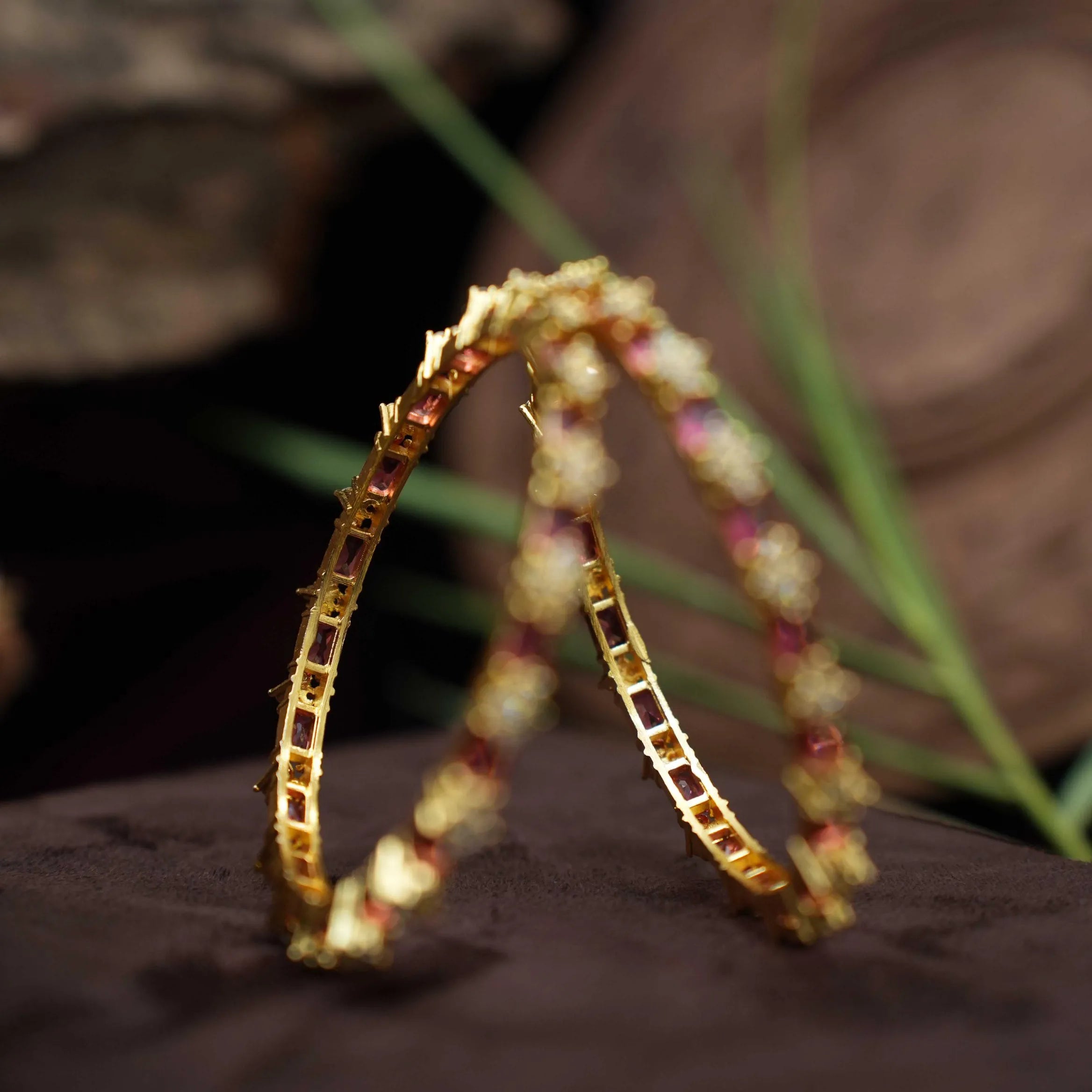Ganika Zircon Bangles - Red