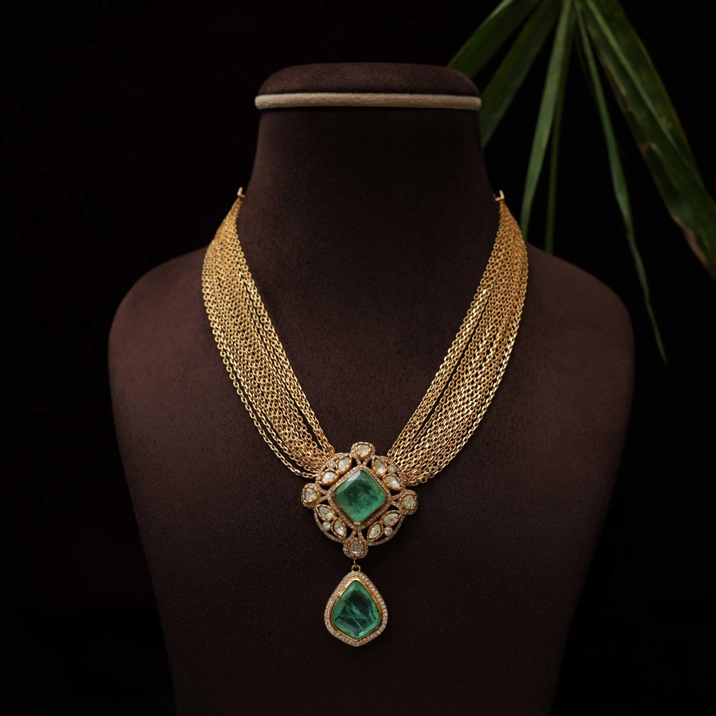 Gatha Polki Necklace - Pastel Green