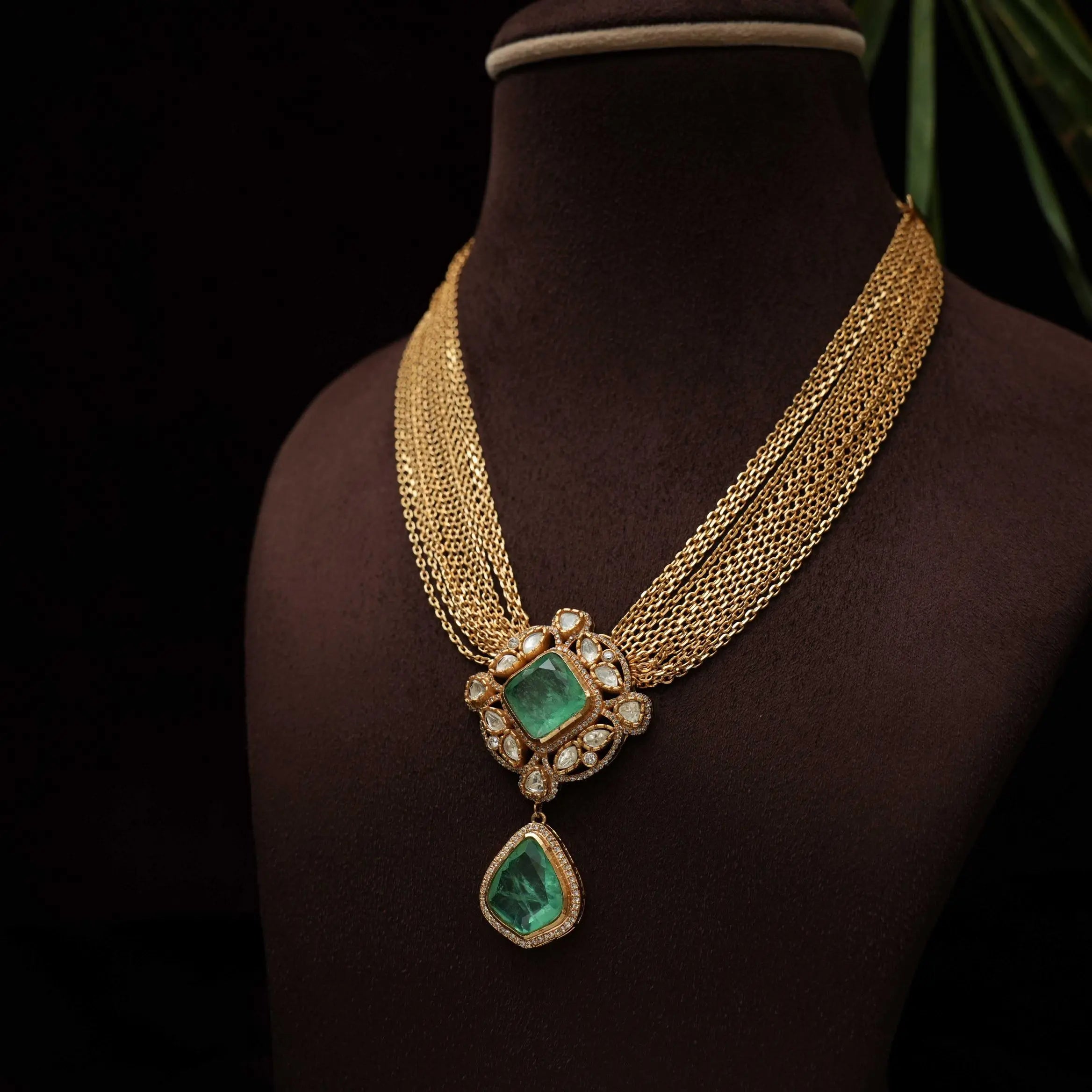 Gatha Polki Necklace - Pastel Green