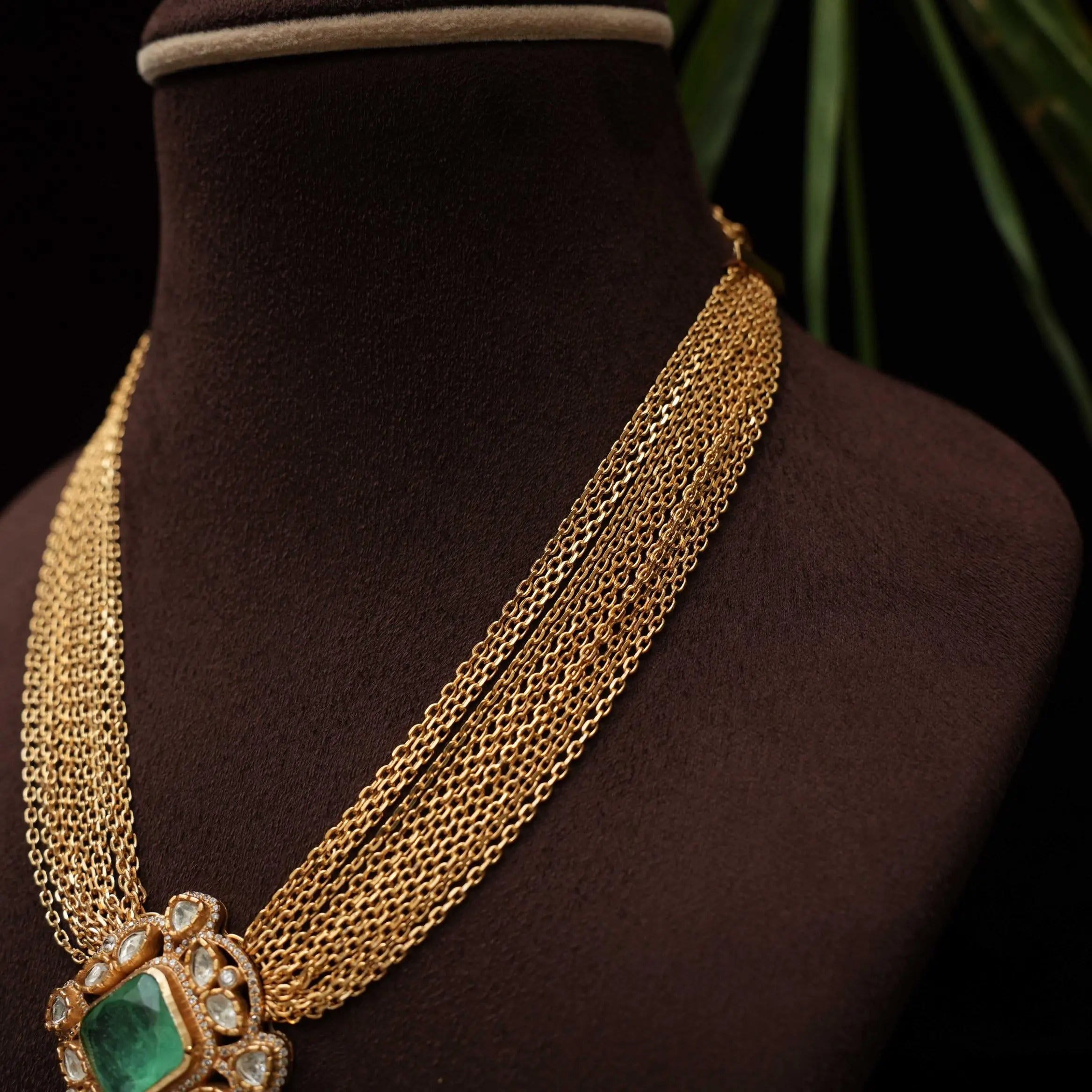 Gatha Polki Necklace - Pastel Green
