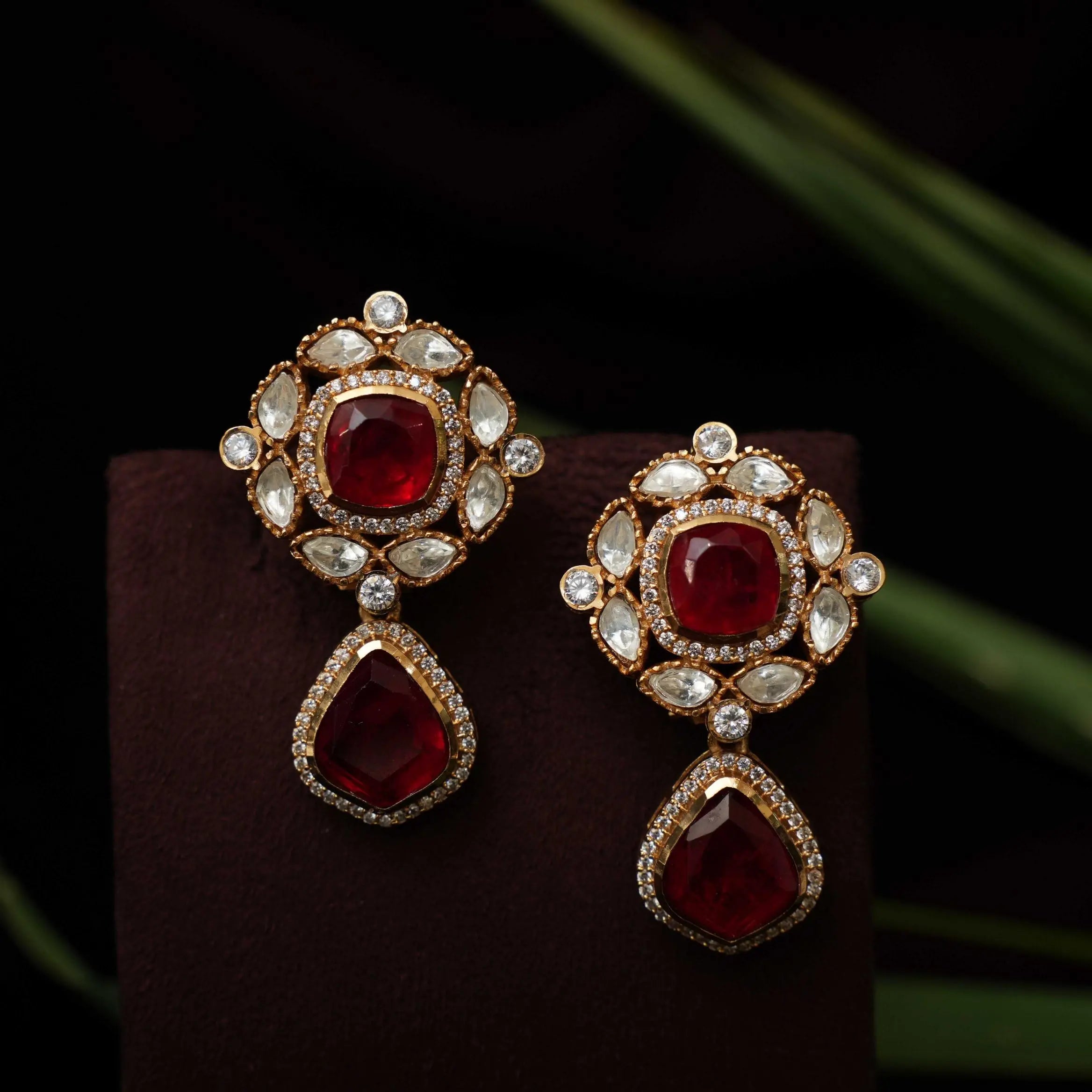 Gatha Polki Necklace - Red