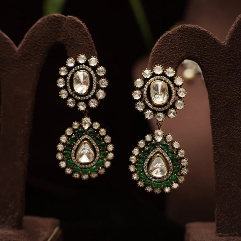 Gavitha Victorian Polki Necklace - Green