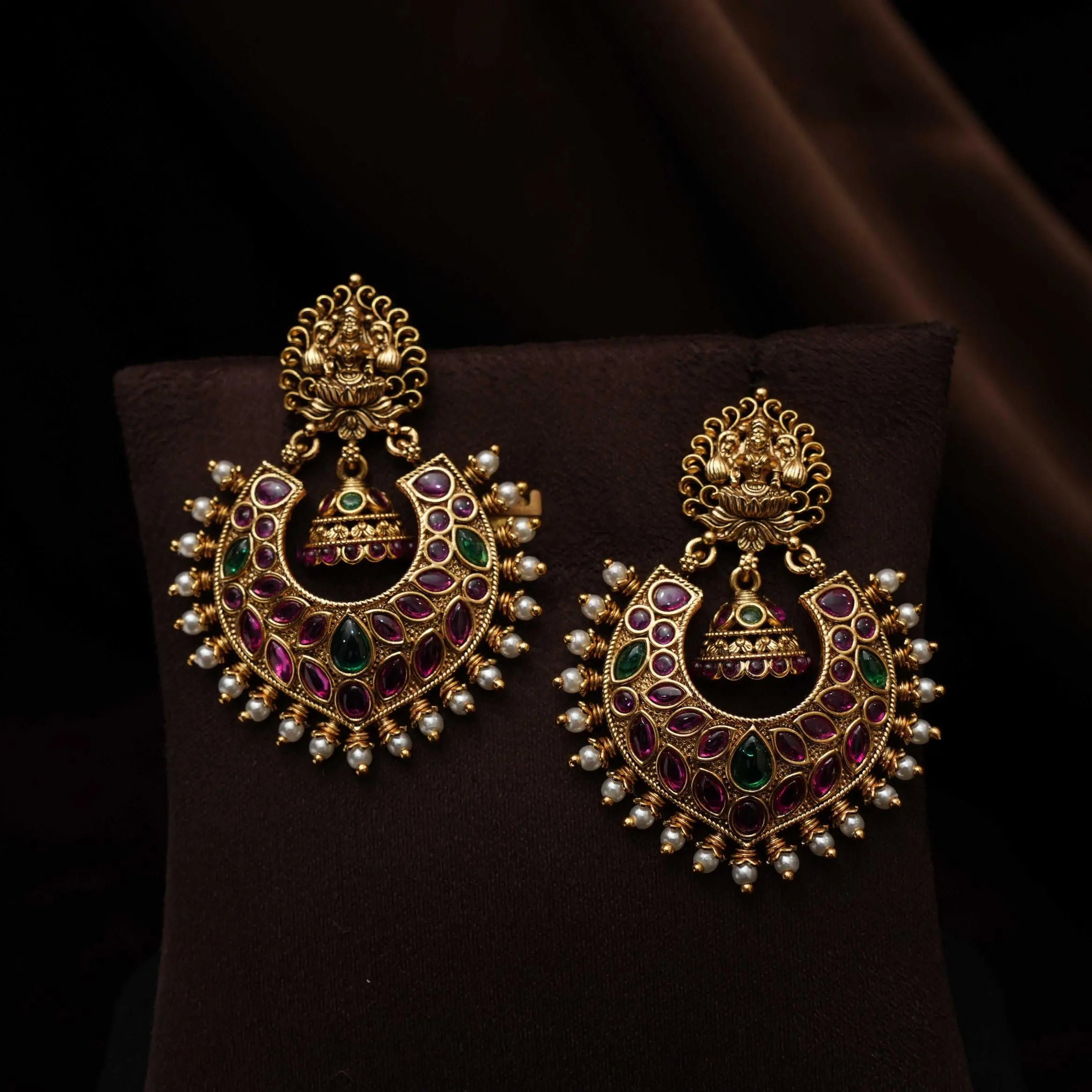 Girindira Antique Chandbali Earrings
