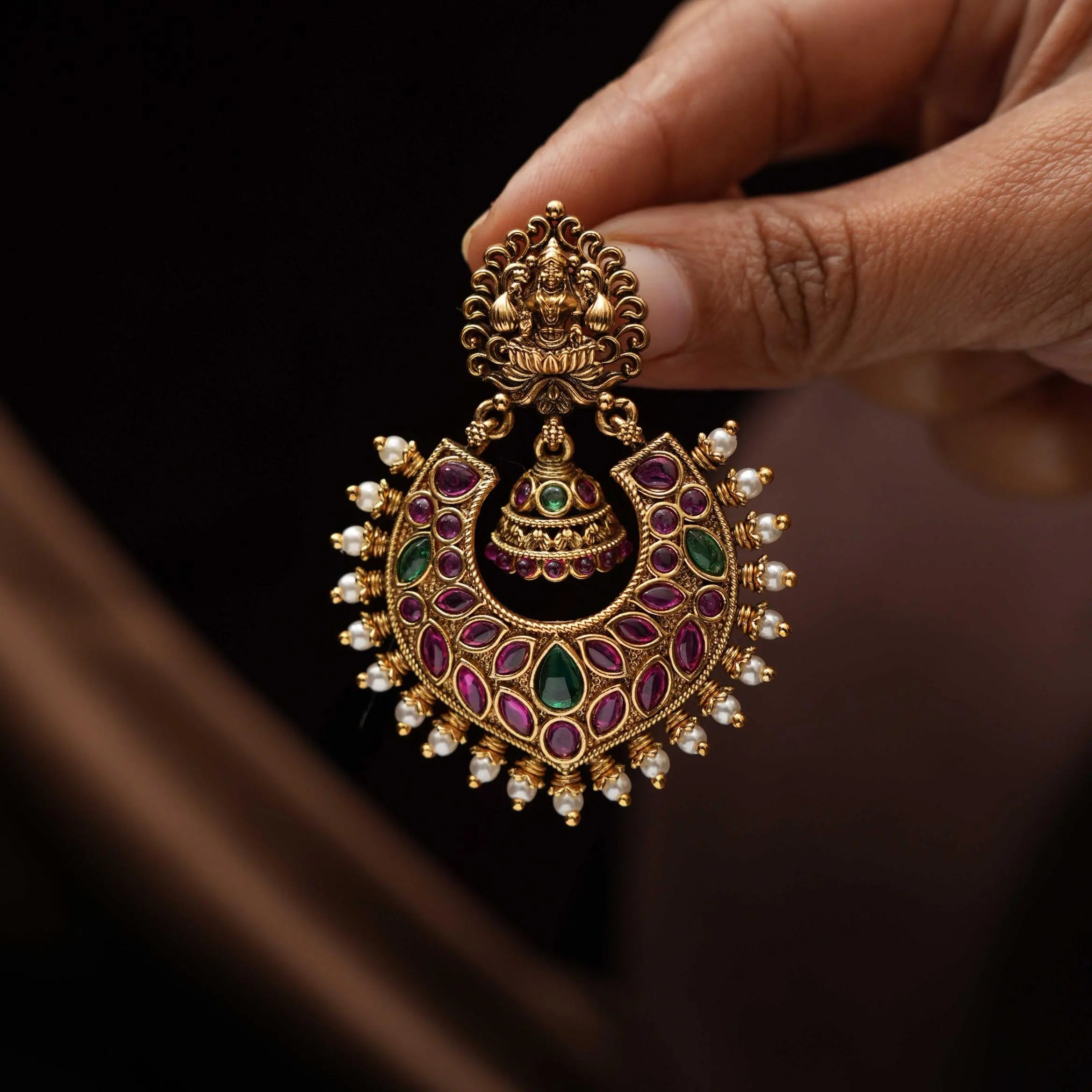 Girindira Antique Chandbali Earrings