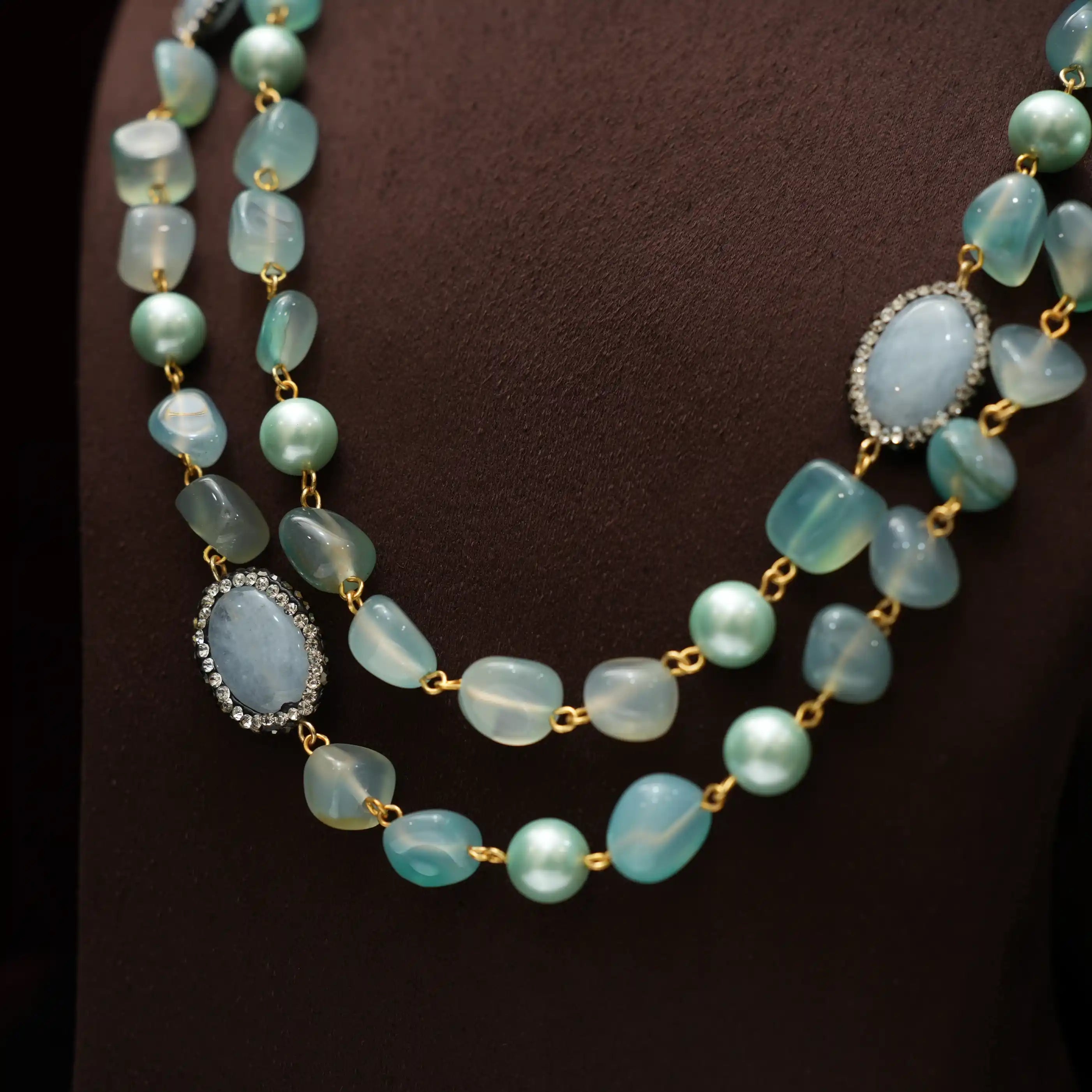 Gopika Beaded Necklace - Aqua