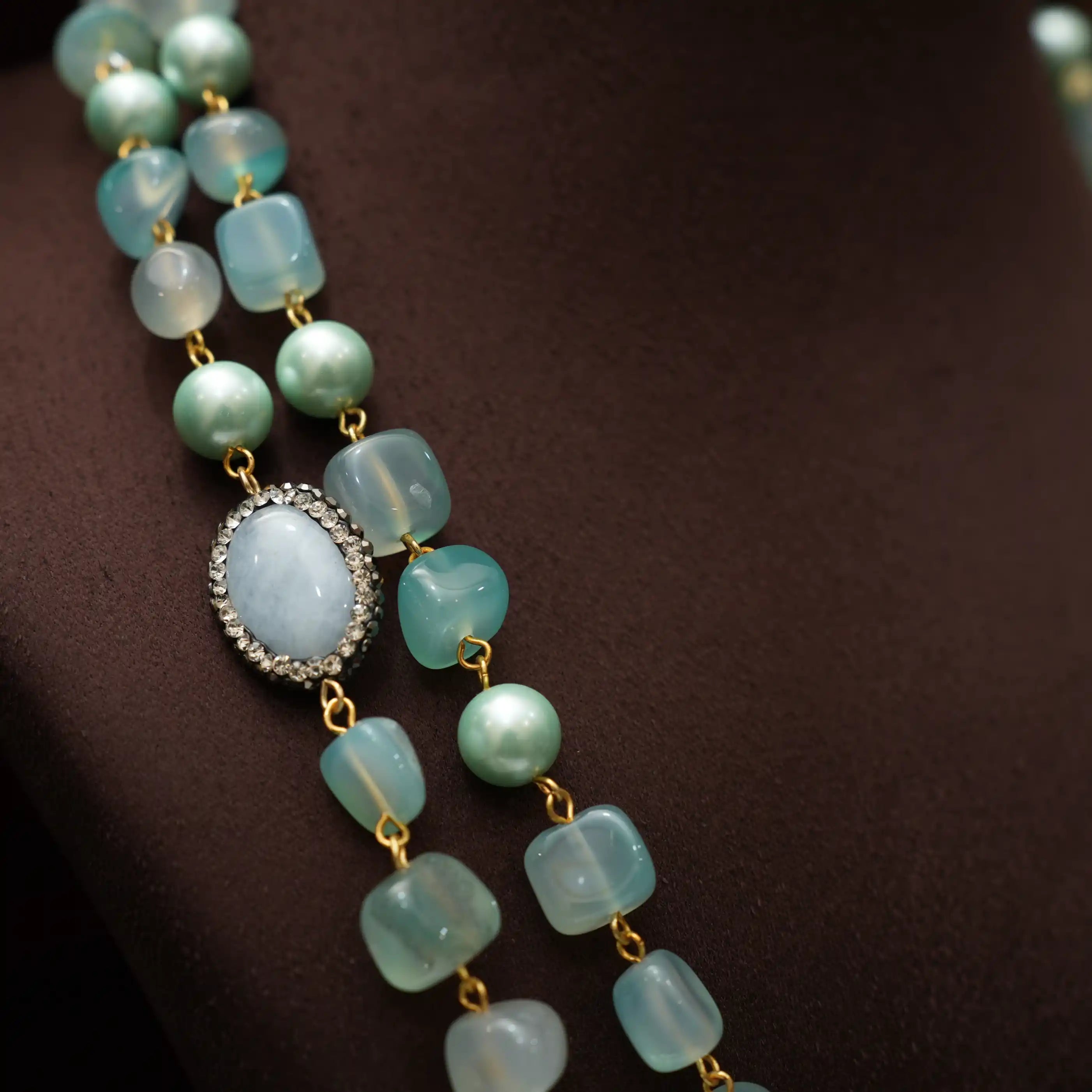 Gopika Beaded Necklace - Aqua