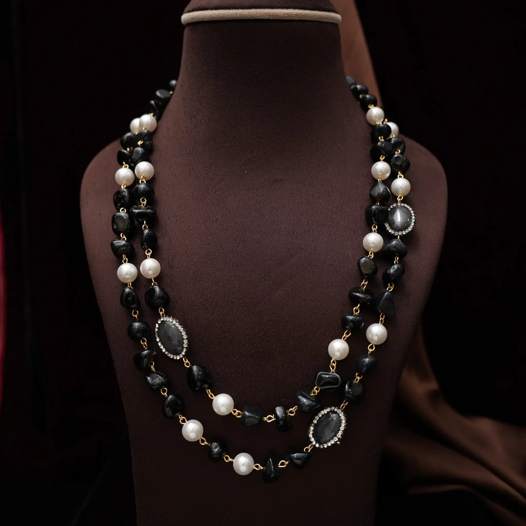 Gopika Beaded Necklace - Black