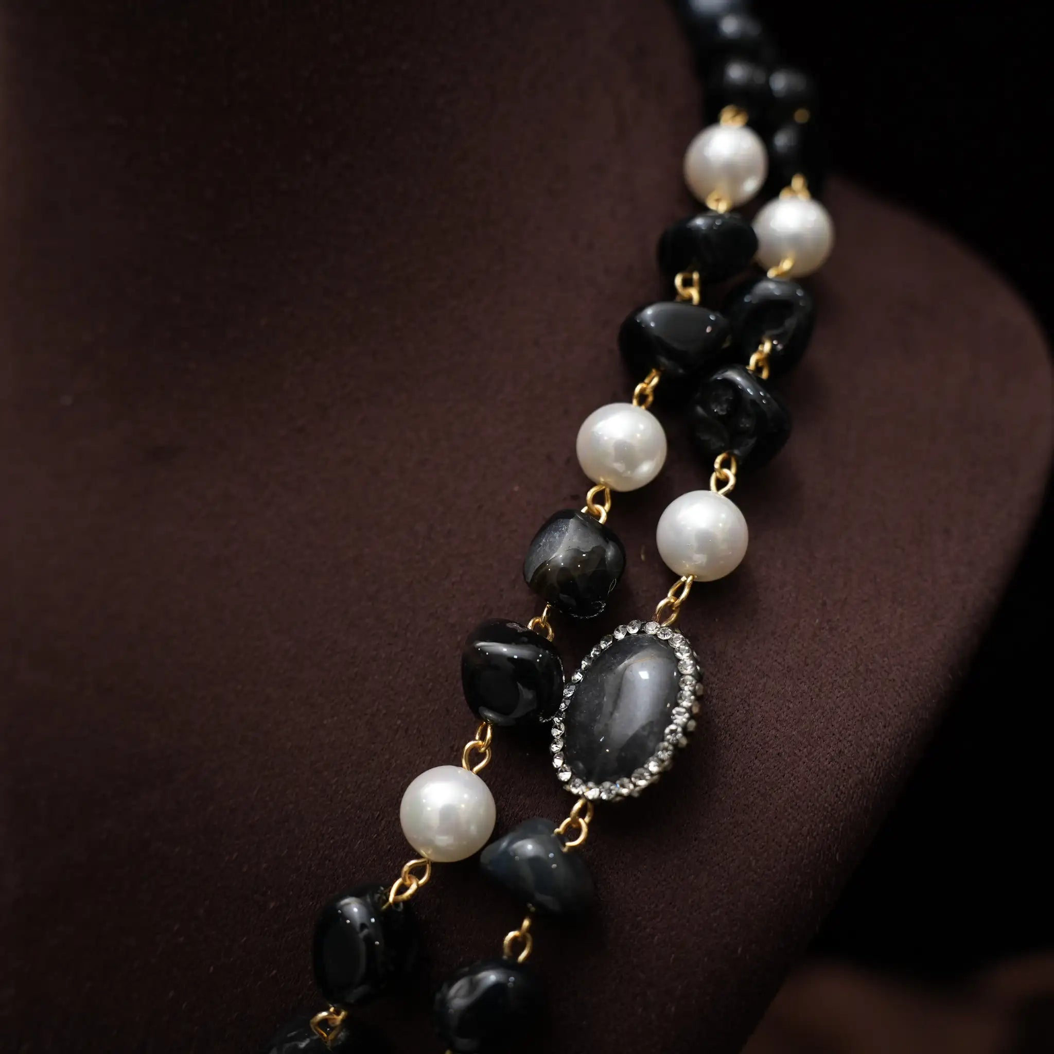 Gopika Beaded Necklace - Black