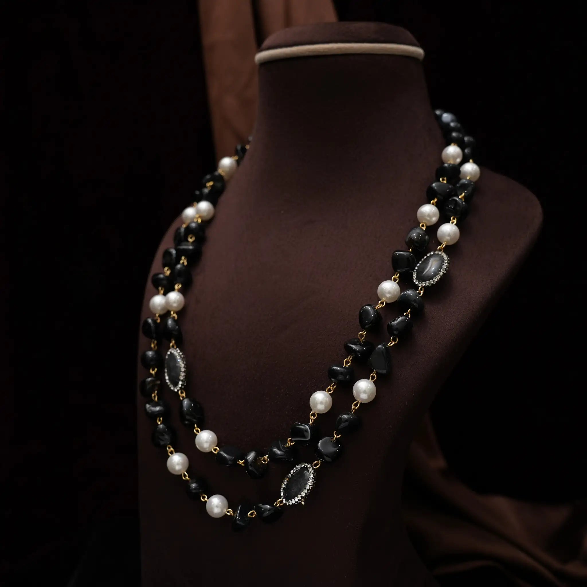 Gopika Beaded Necklace - Black