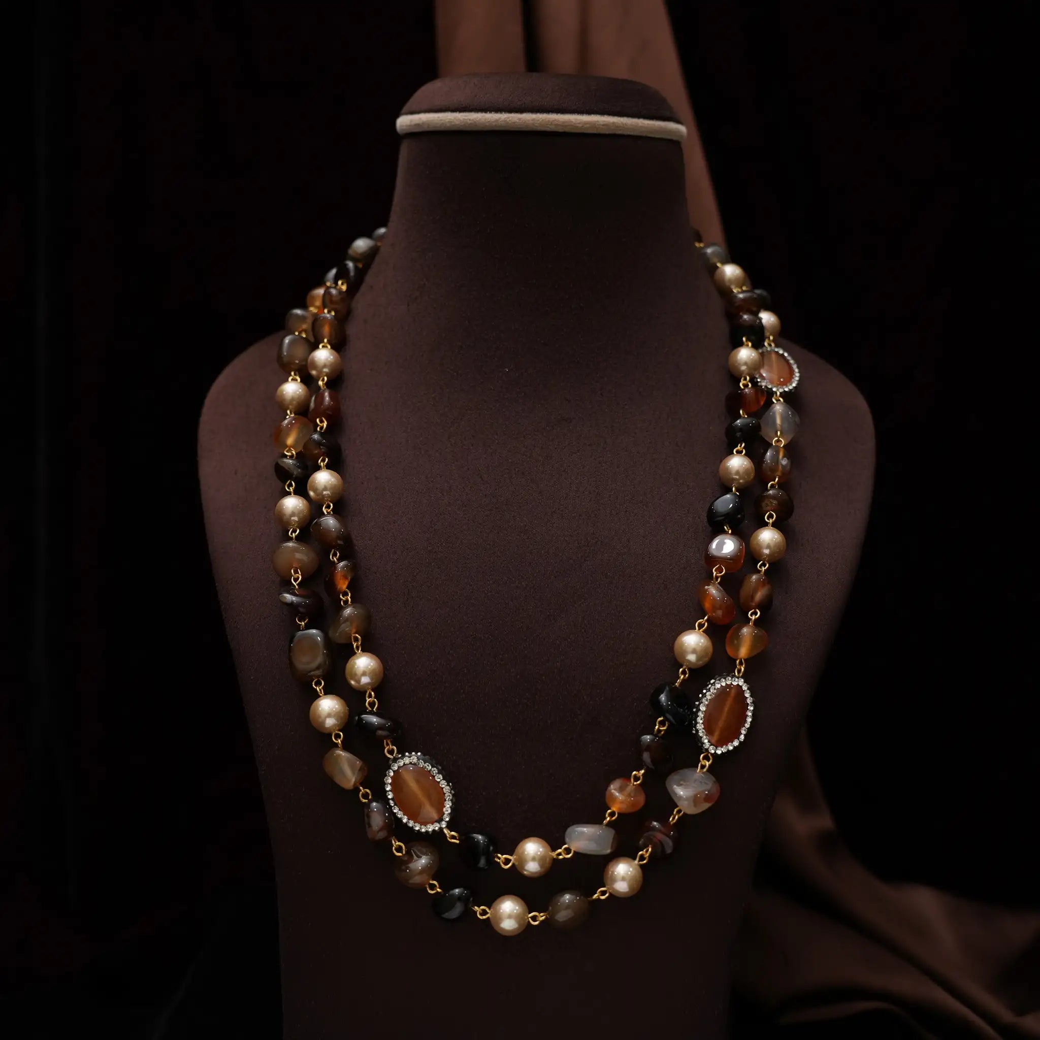 Gopika Beaded Necklace - Brown