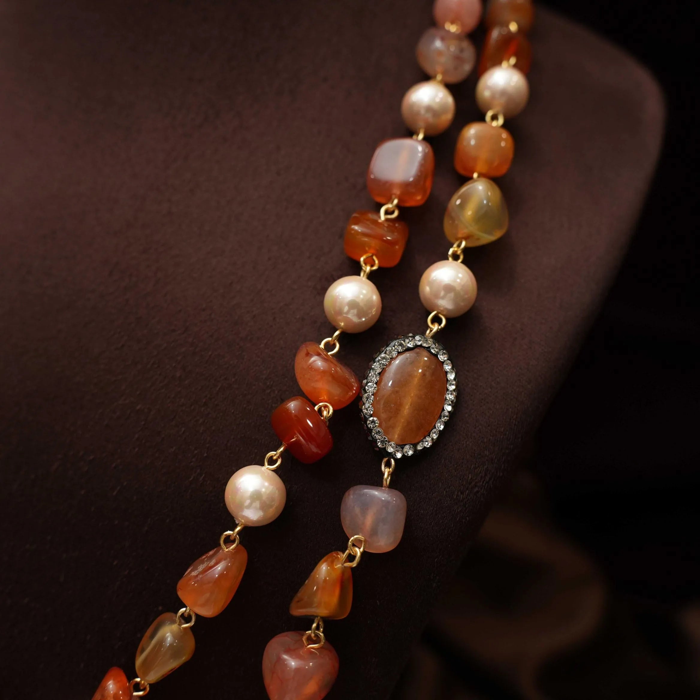 Gopika Beaded Necklace - Brown