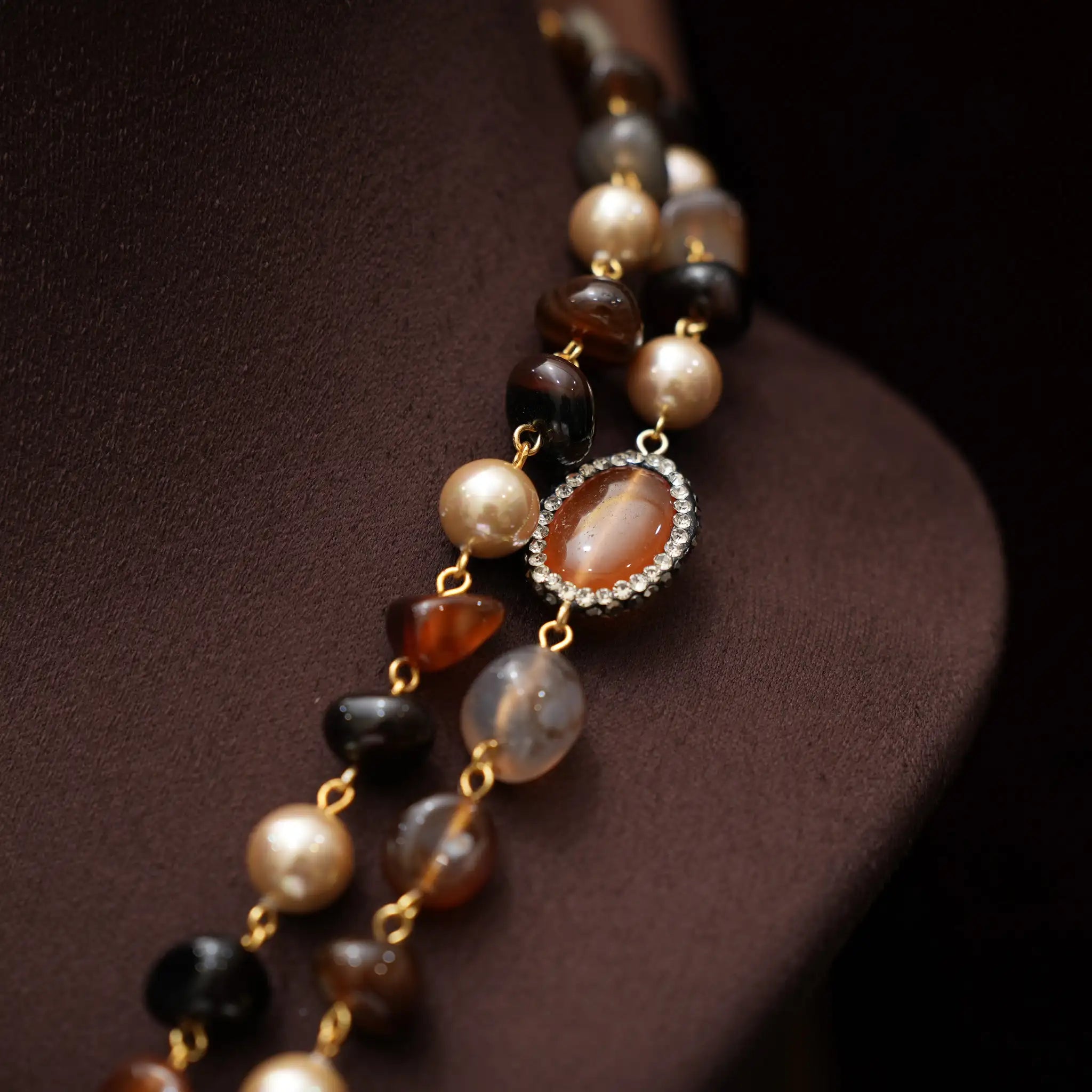 Gopika Beaded Necklace - Brown