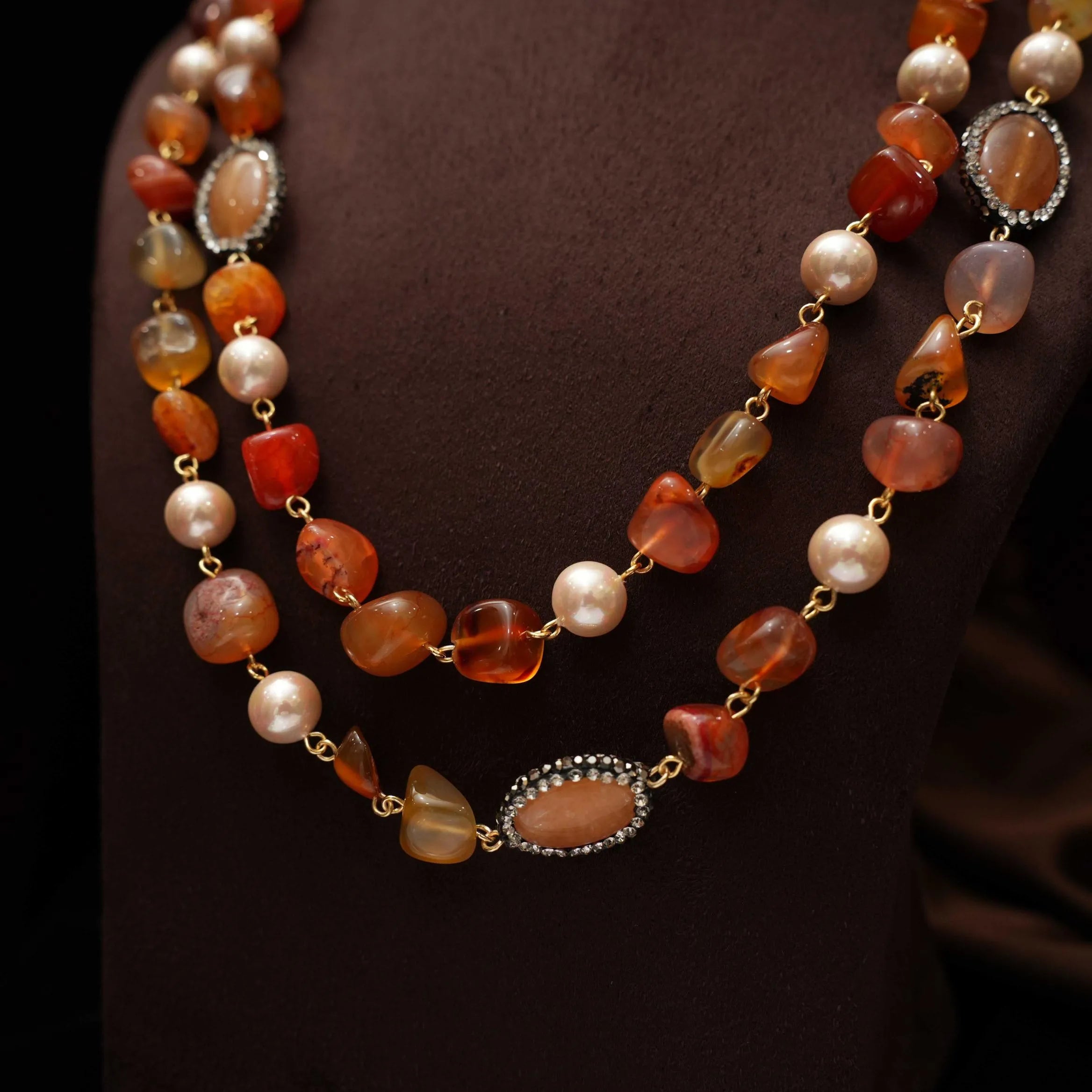 Gopika Beaded Necklace - Brown