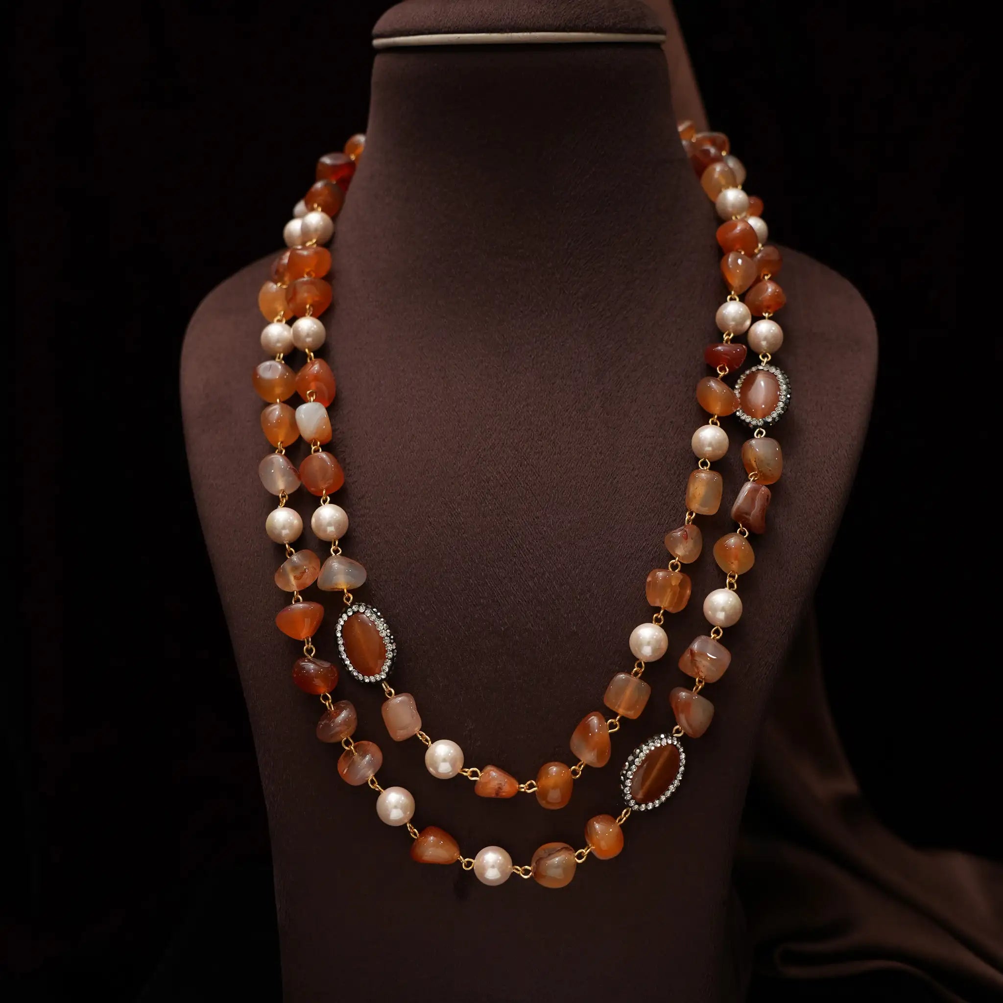 Gopika Beaded Necklace - Burnt Orange