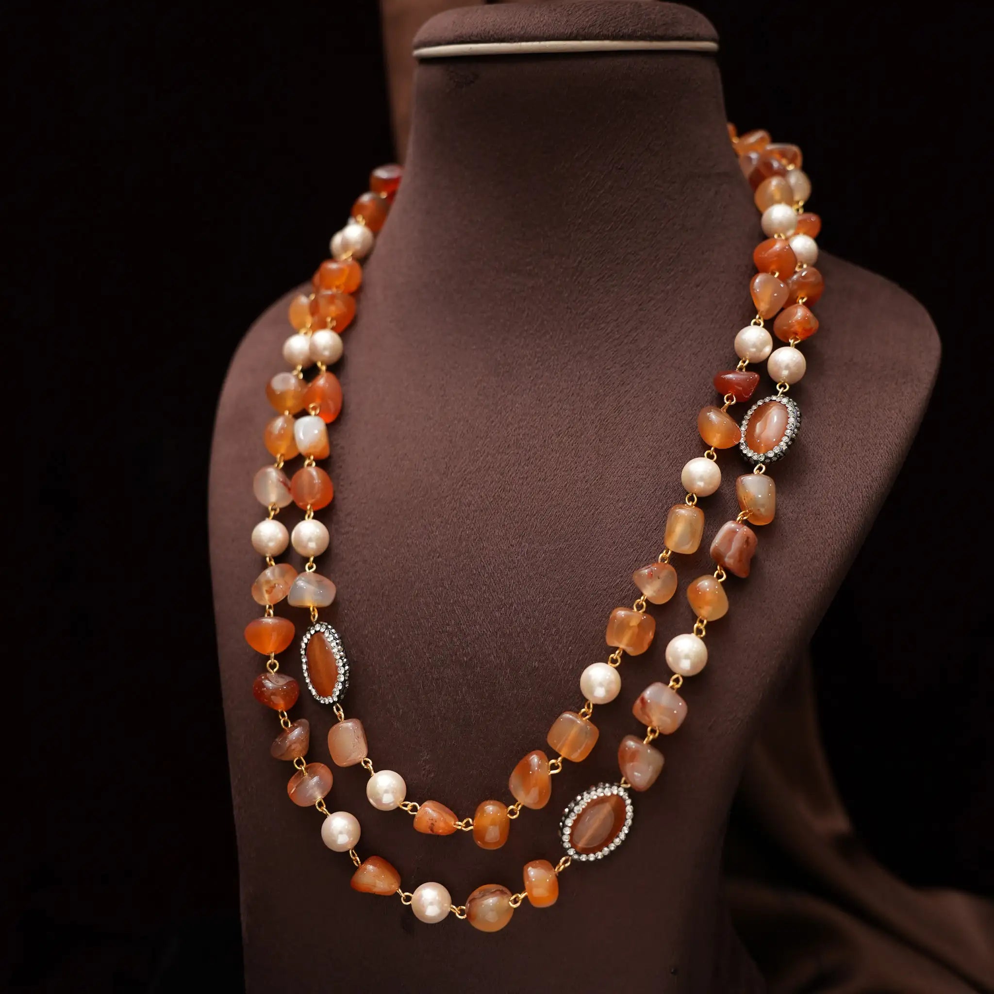 Gopika Beaded Necklace - Burnt Orange