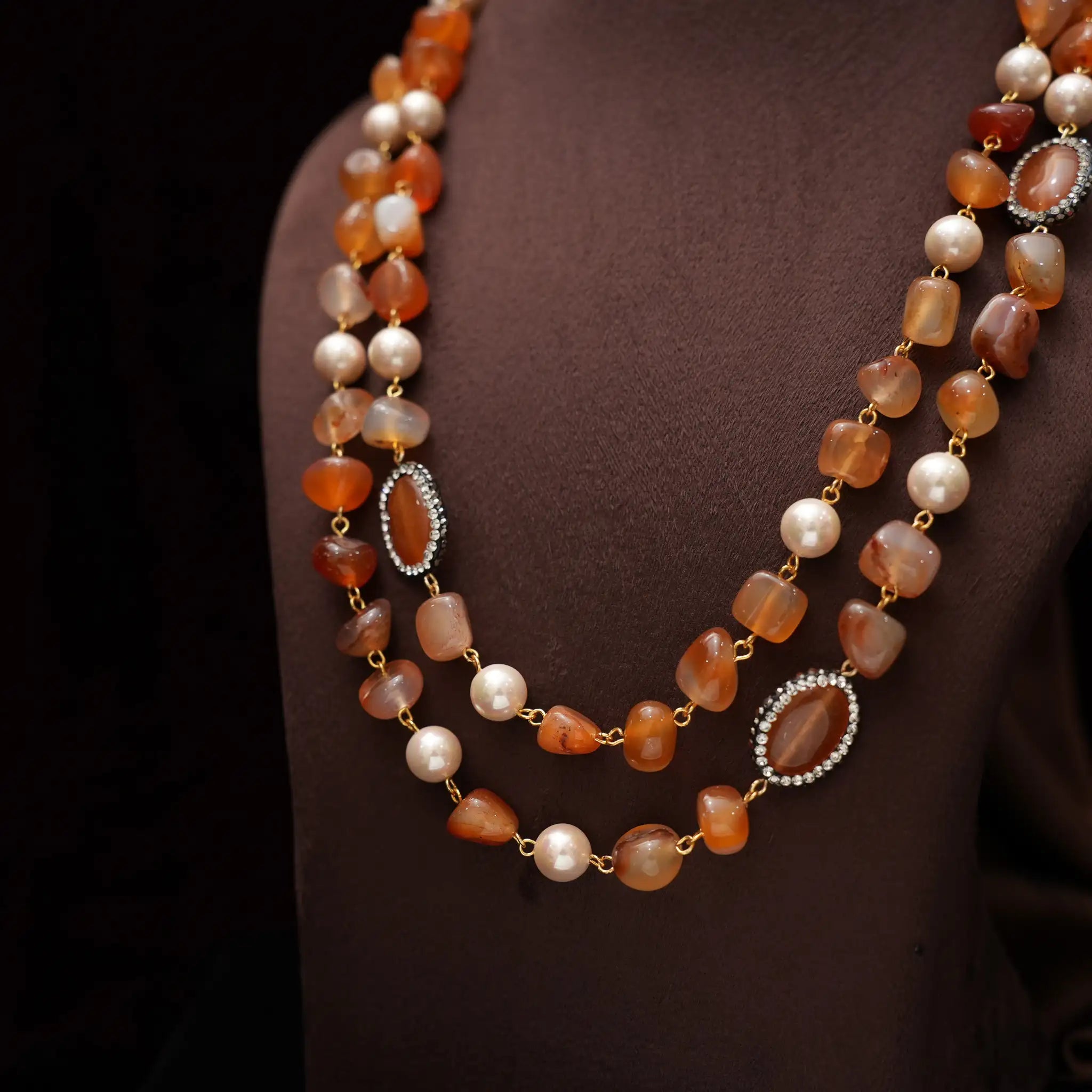 Gopika Beaded Necklace - Burnt Orange
