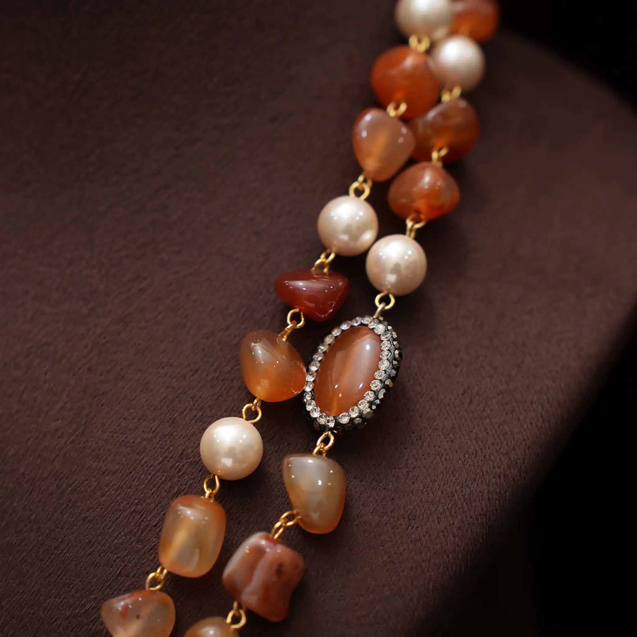 Gopika Beaded Necklace - Burnt Orange