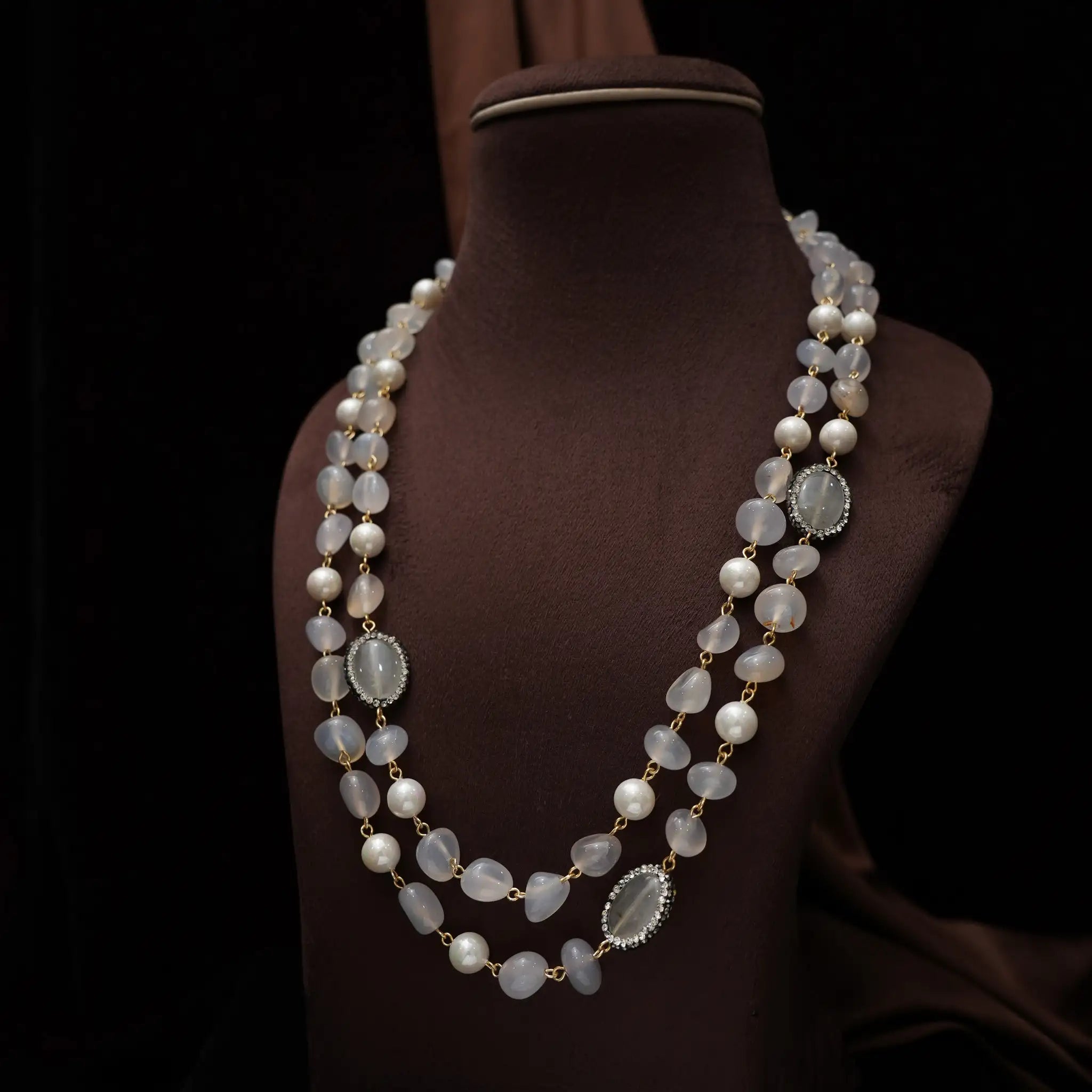 Gopika Beaded Necklace - Cream