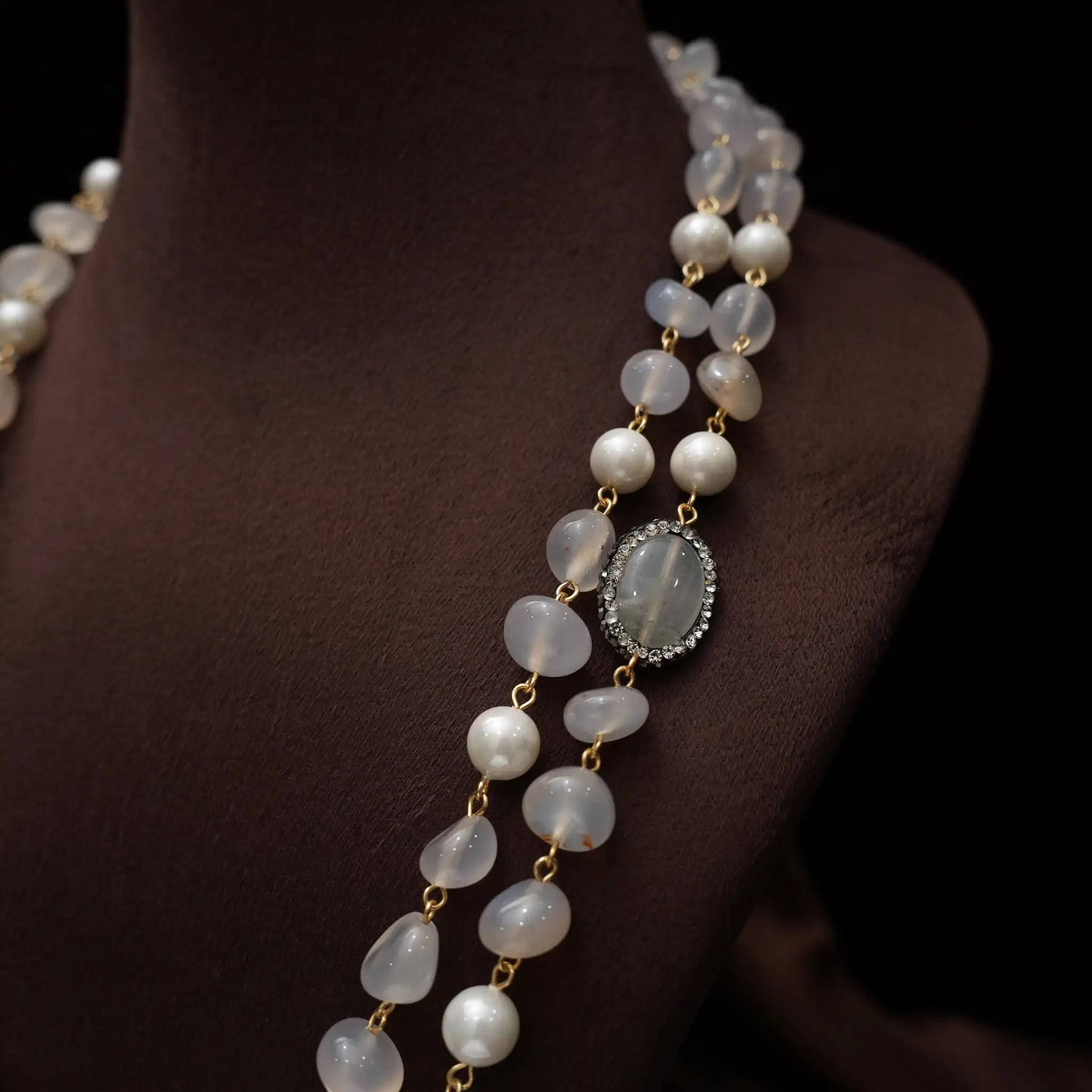 Gopika Beaded Necklace - Cream