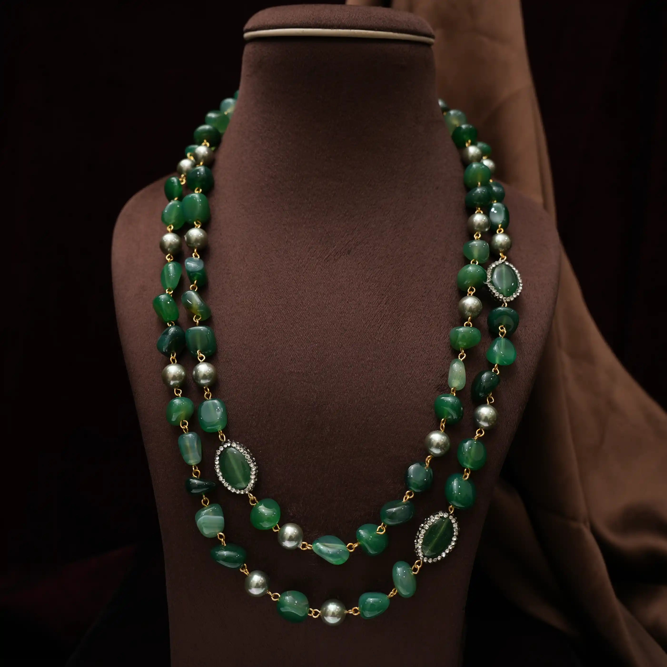 Gopika Beaded Necklace - Dark Green