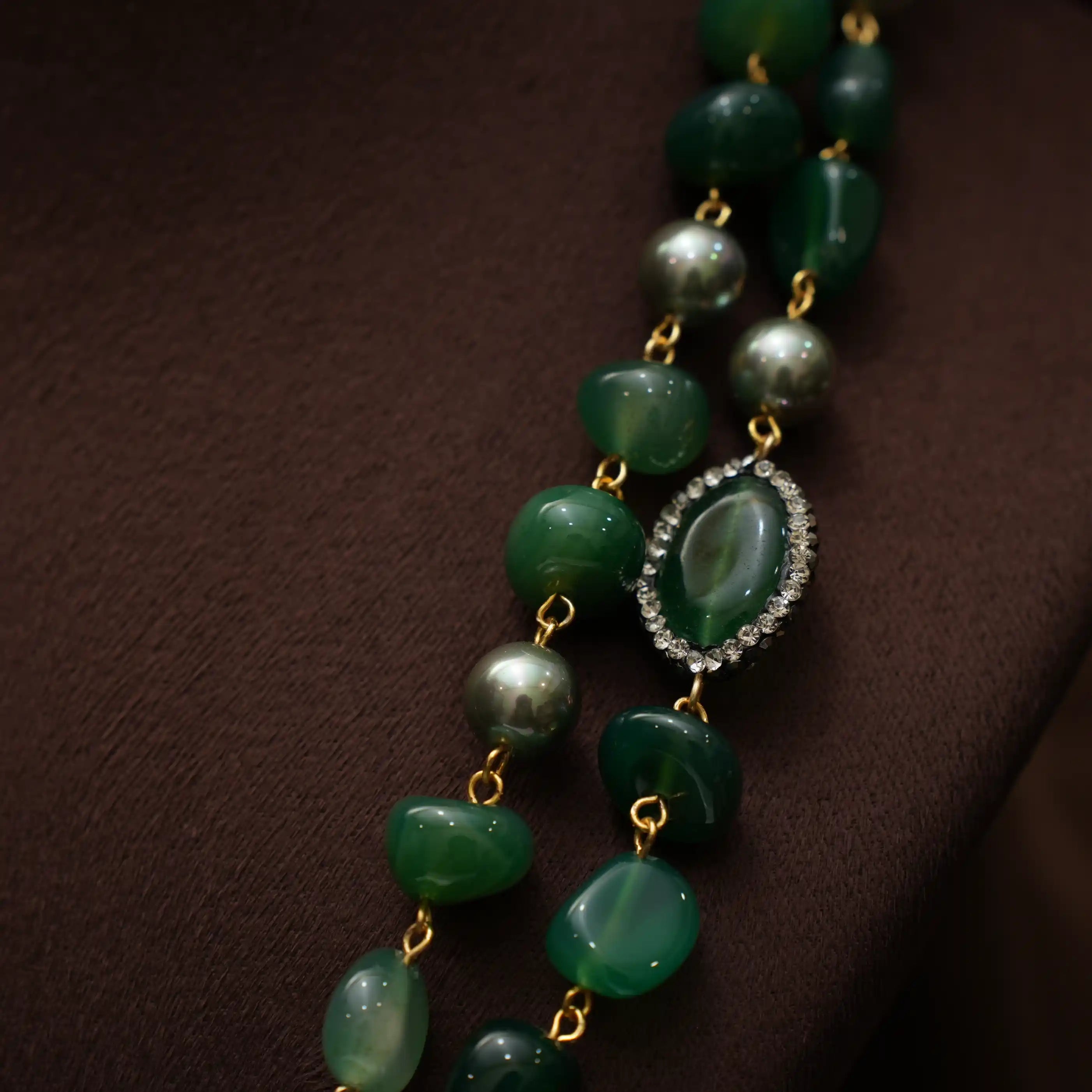 Gopika Beaded Necklace - Dark Green