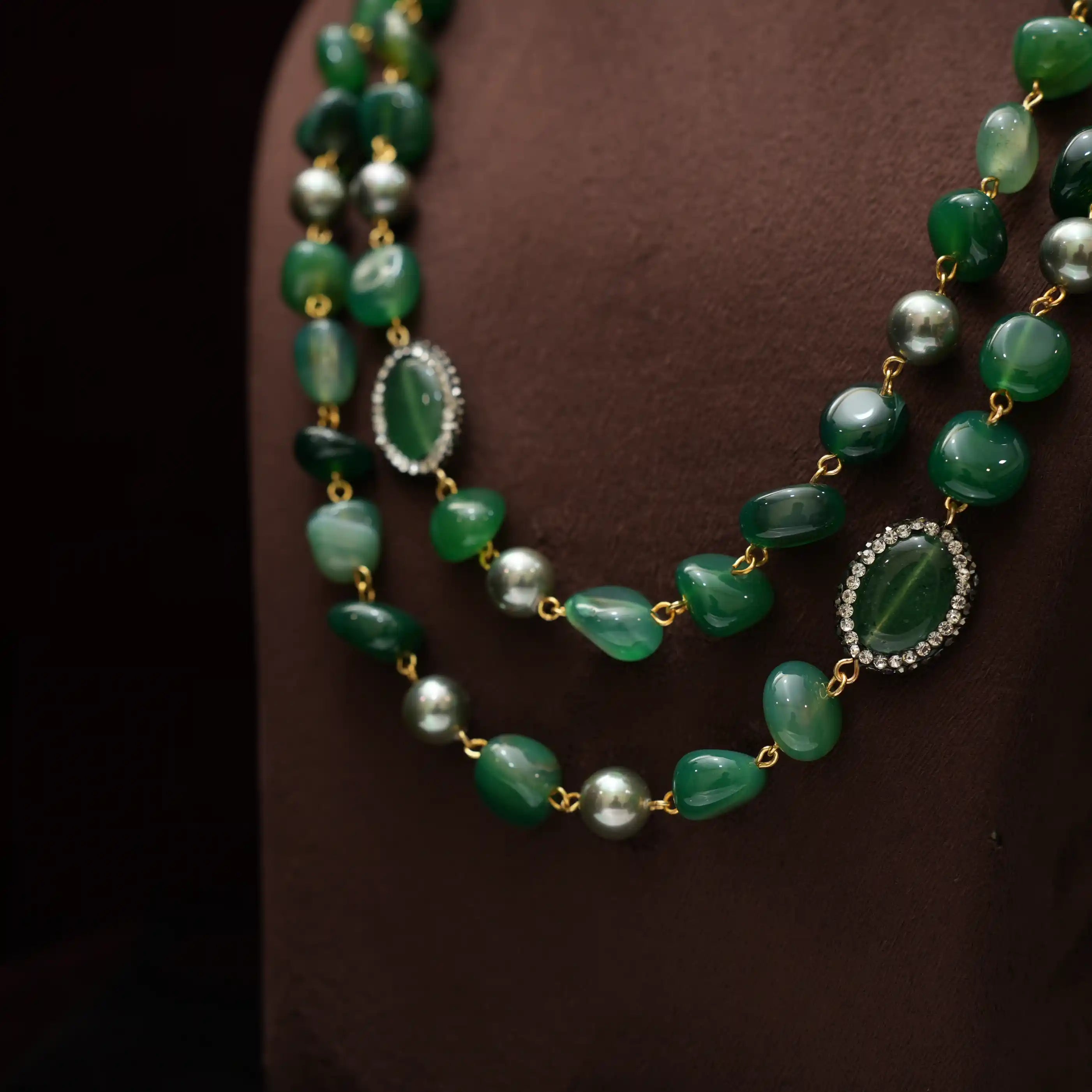 Gopika Beaded Necklace - Dark Green